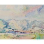 Joan Hodes,  British 1925-2022 -  Mountains on a Summer's Day, 1982;  watercolour on paper, 41 ...