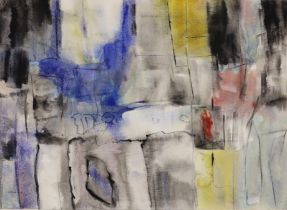 Harry Ousey,  British 1915-1985 -  Composition 8;  watercolour and charcoal on paper, 27.8 x 38...