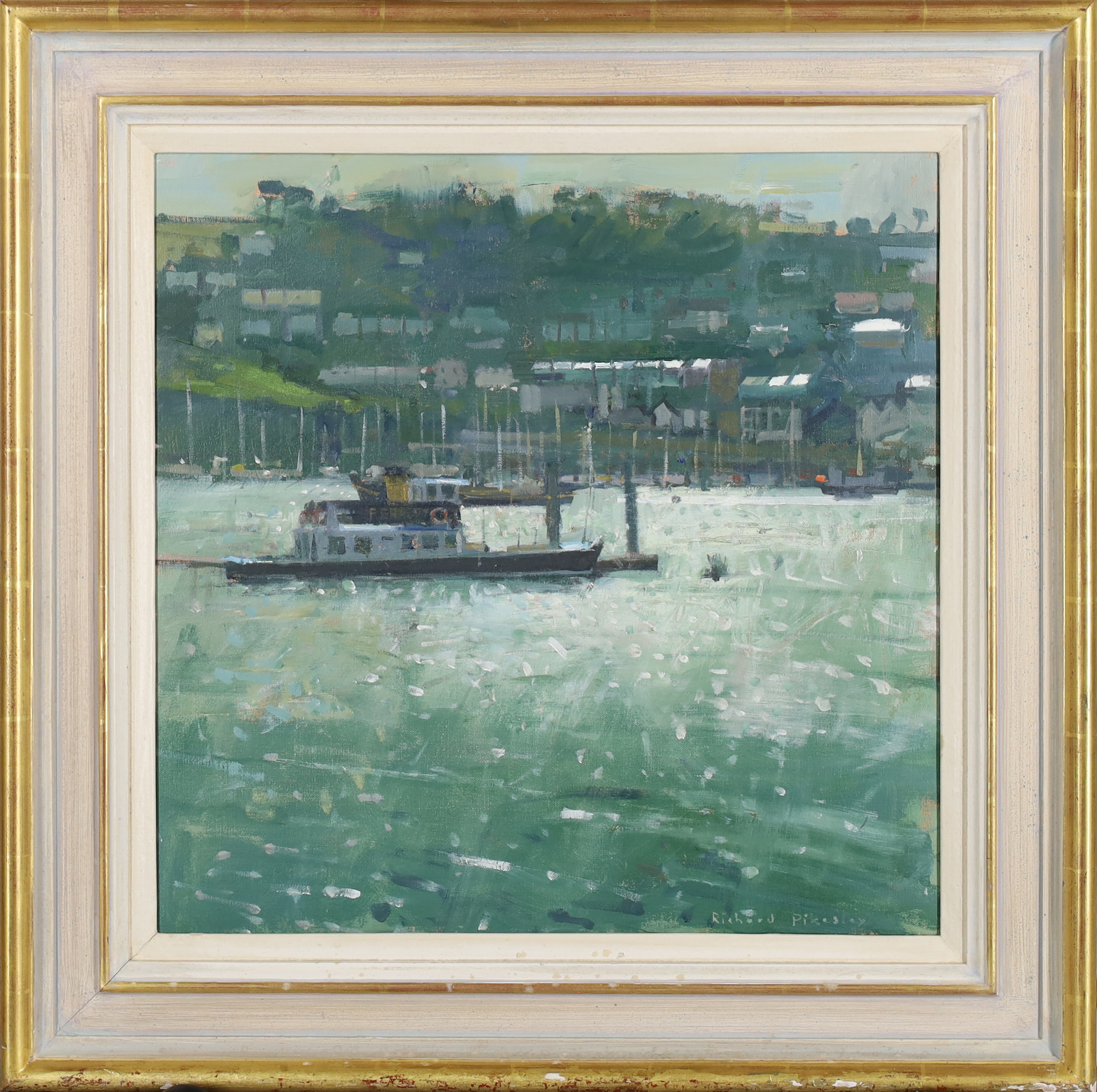 Richard Pikesley,  British b.1951 -  Little Yellow Ferry Dartmouth;  oil on canvas, signed lowe... - Image 2 of 3