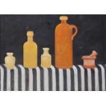 Stella Rankin,  British 1915-2009 -  Bottle against Black, 1986;  oil on canvas, signed and dat...