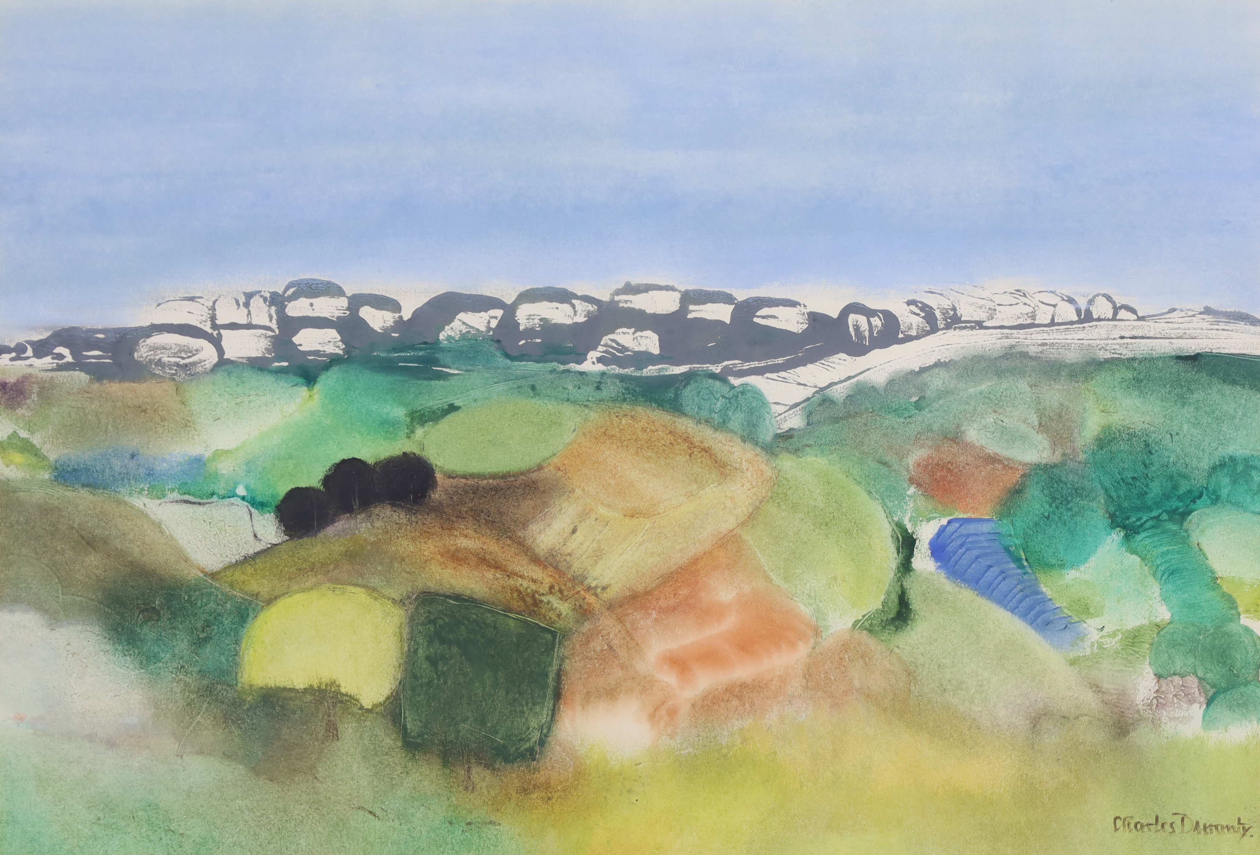 Charles Duranty,  British 1918-2006 -  Boulders like Epitaphs for Past Battles;  watercolour on...