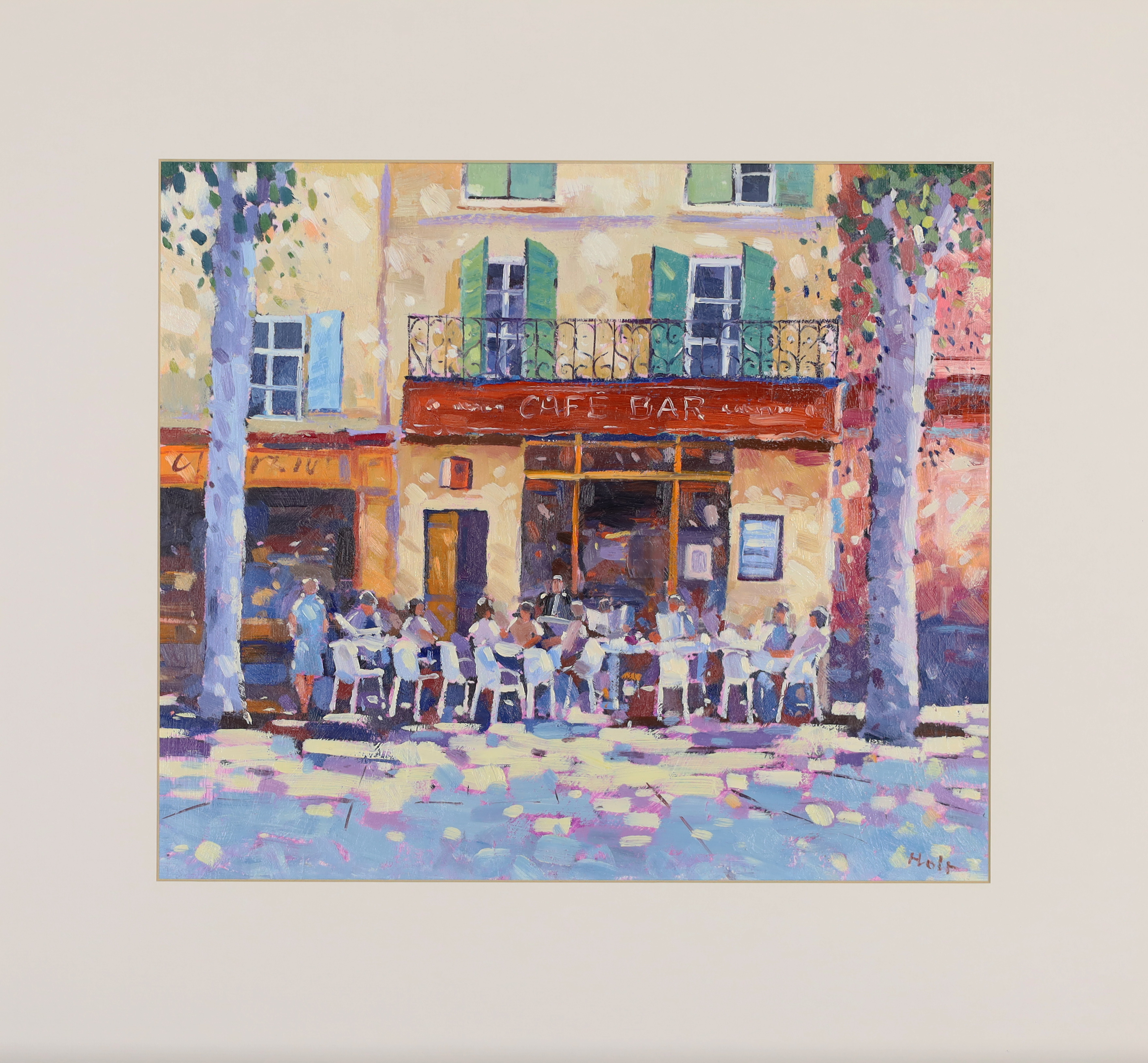 John Holt,  British b.1949 -  Café Bar, Montmartre;  oil on card, signed lower right 'Holt', 35... - Image 2 of 3
