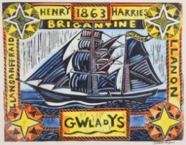 Stuart Evans,  20th/21st century -  Gwladys;  hand coloured lino-print on paper, signed lower r...