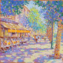 John Holt,  British b.1949 -  Cours Mirabeau, Aix-en-Provance;  pastel on paper, signed lower r...