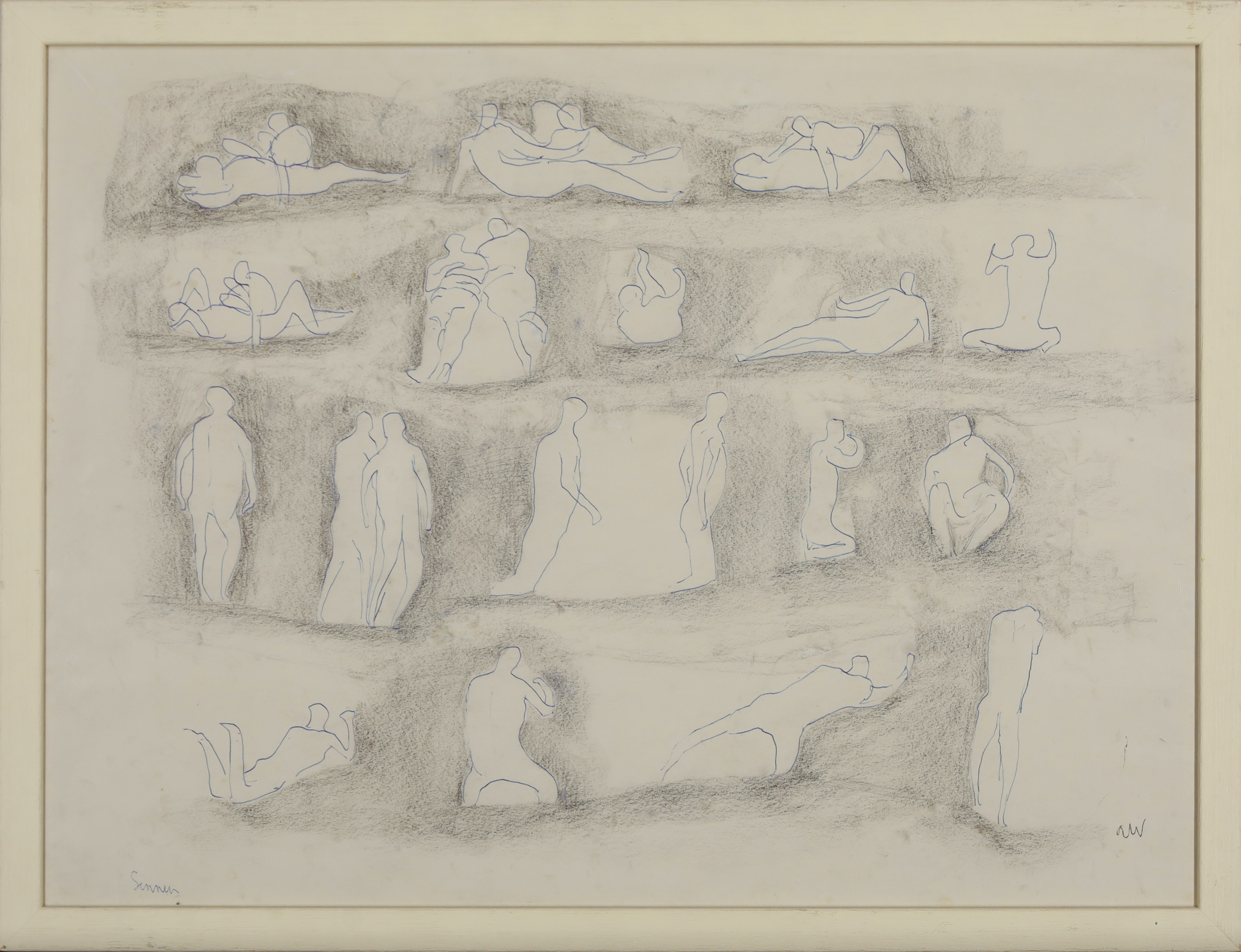 Austin Andrew Wright,  British 1911-1997 -  Summer;  charcoal and ink on paper, signed with ini... - Image 2 of 3