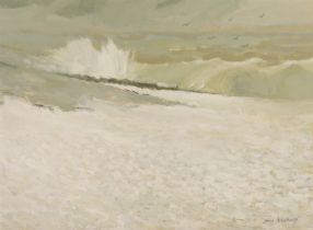 John Armstrong,  British 20th century -  The Wave II, 1977;  oil on board, signed lower right '...