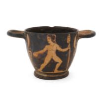 A Boeotian red-figure skyphos, attributed to the Argos Painter, circa late 5th Century B.C., on...