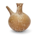 An Amlash orange-brown pottery flask, North Iran, circa 1st Millennium B.C., with globular body...