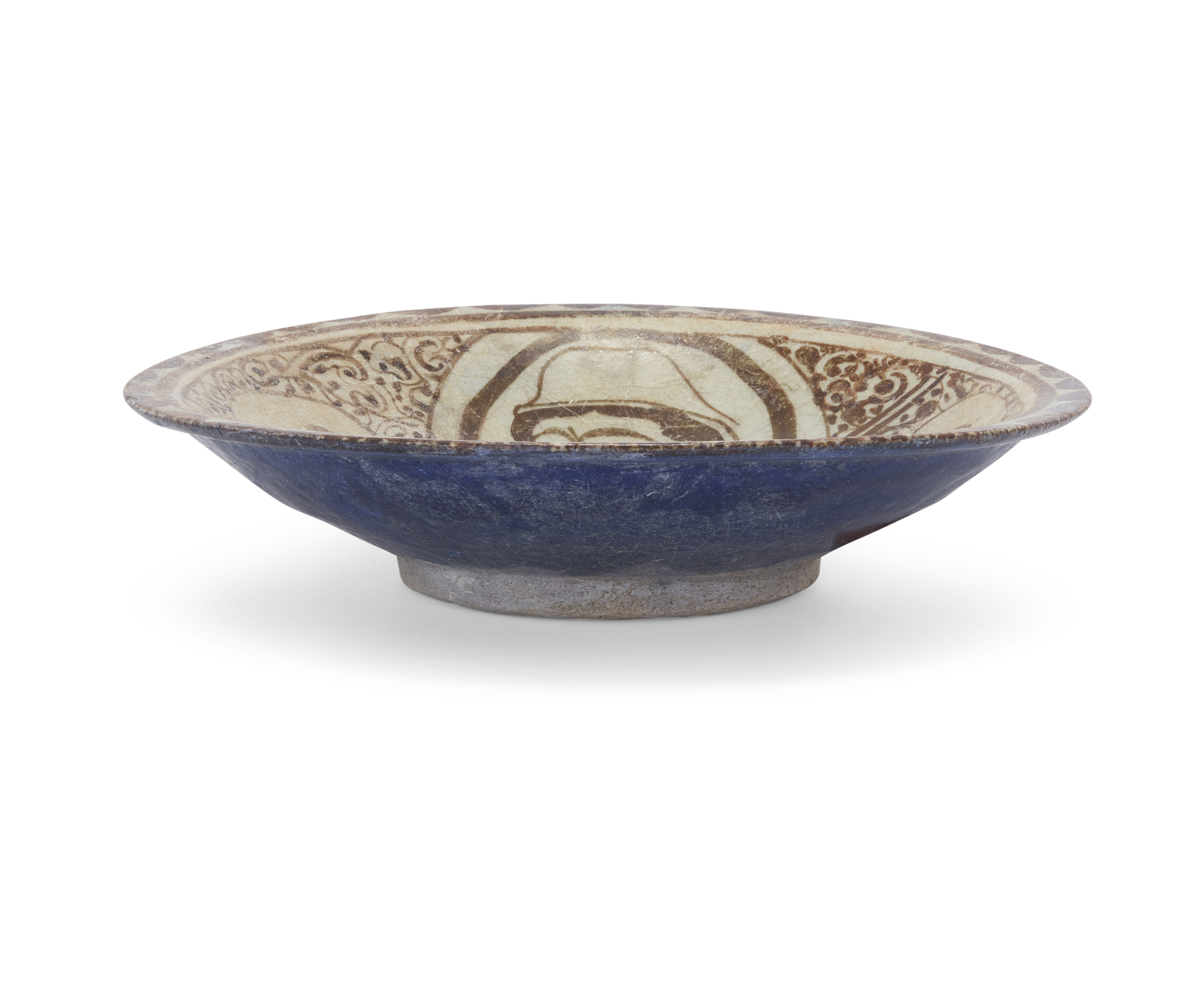 To Be Sold With No Reserve A figural lustre and cobalt-blue shallow pottery dish, Kashan, Centr... - Image 2 of 3