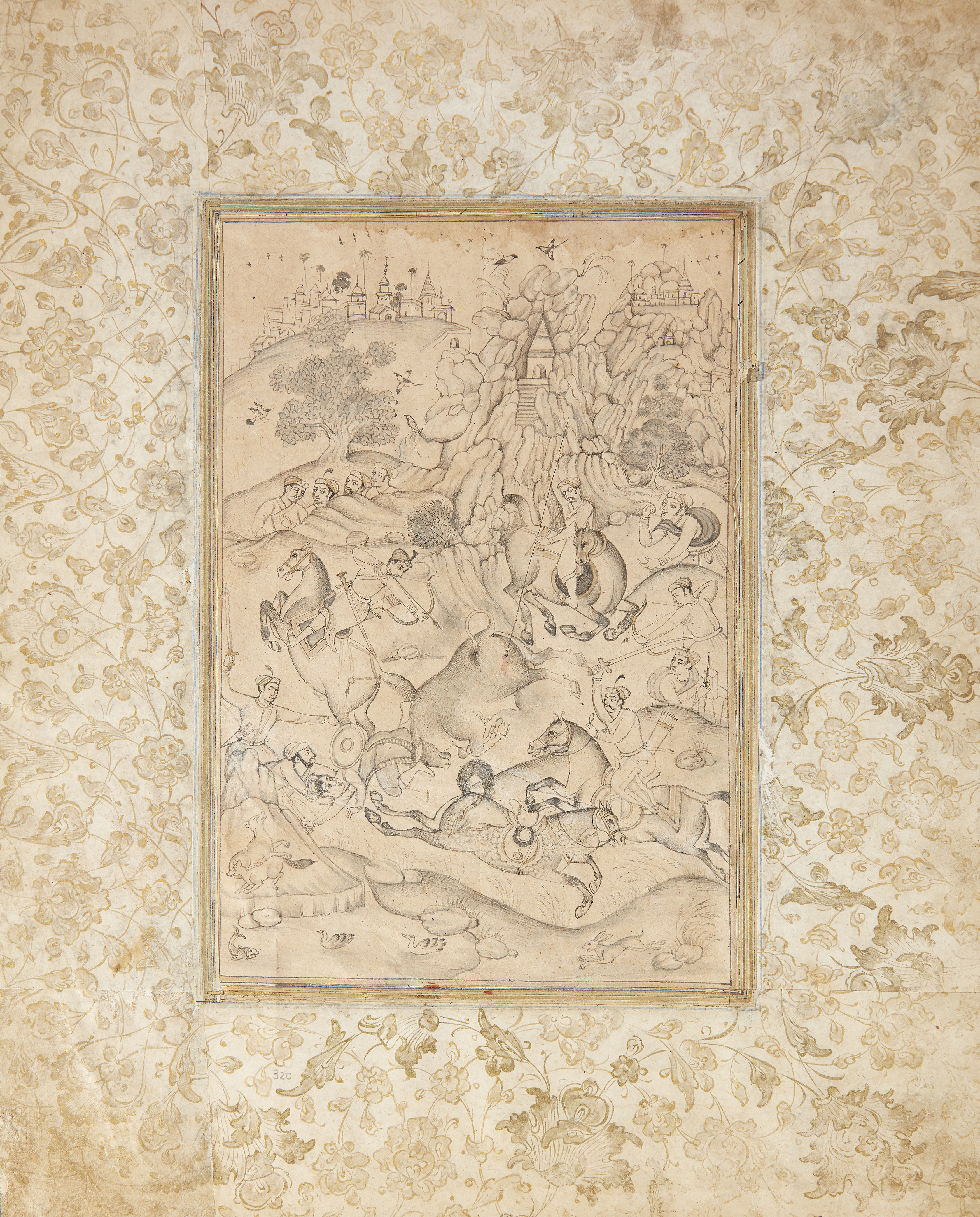 Property from an Important Private Collection Two stenciled scenes of a hunt and a calligraphic ... - Image 4 of 4
