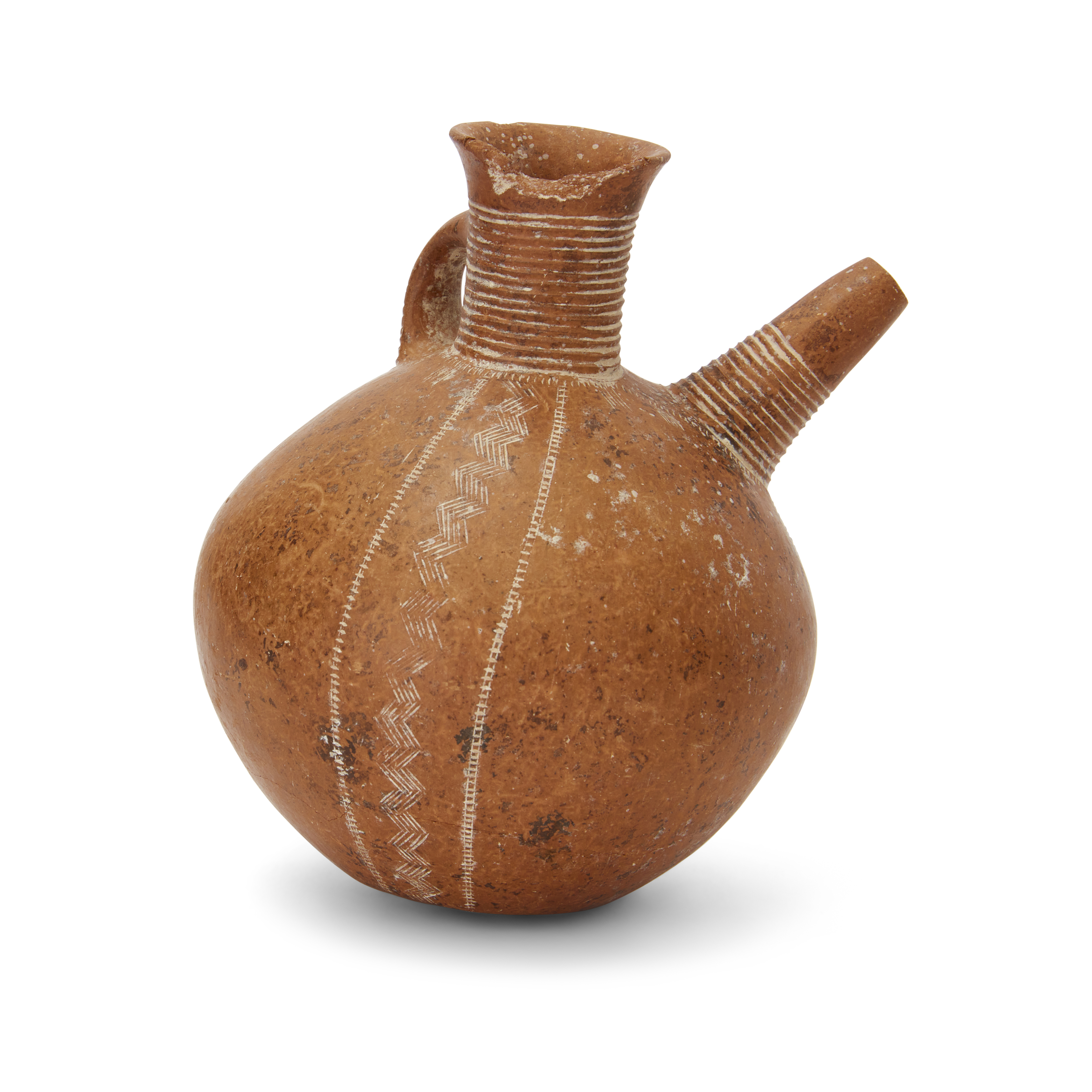 An intact Amlash orange-brown pottery flask, North Iran, late 2nd-early 1st Millennium B.C., wi... - Image 2 of 3