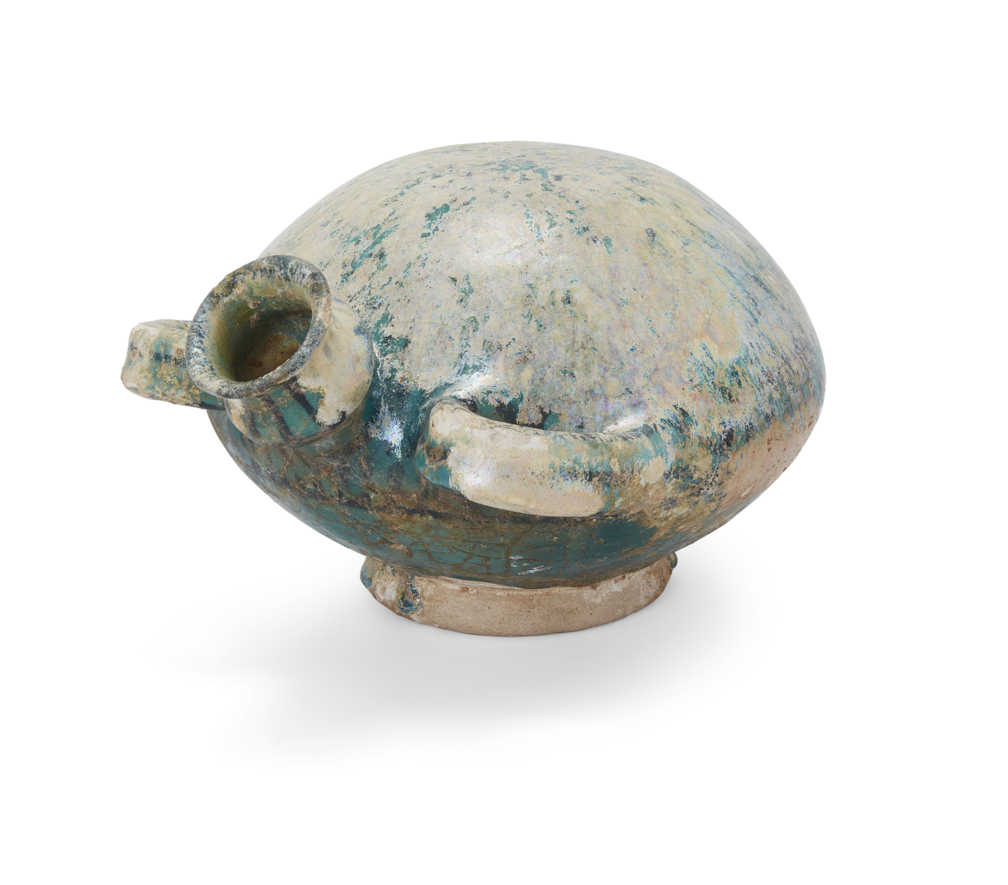 To Be Sold With No Reserve A turquoise-blue and black glazed flask, Kashan, central Iran, 12-13... - Image 3 of 3