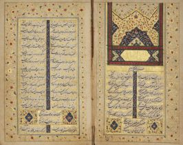 Diwan of Khwaju Kermani, Qajar Iran, 19th century Persian manuscript on paper, 196ff., with 13l...