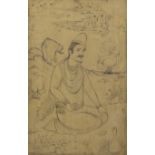 Property from an Important Private Collection A Safavid portrait of a dervish, signed Haidar Qul...