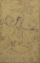 Property from an Important Private Collection A Safavid portrait of a dervish, signed Haidar Qul...