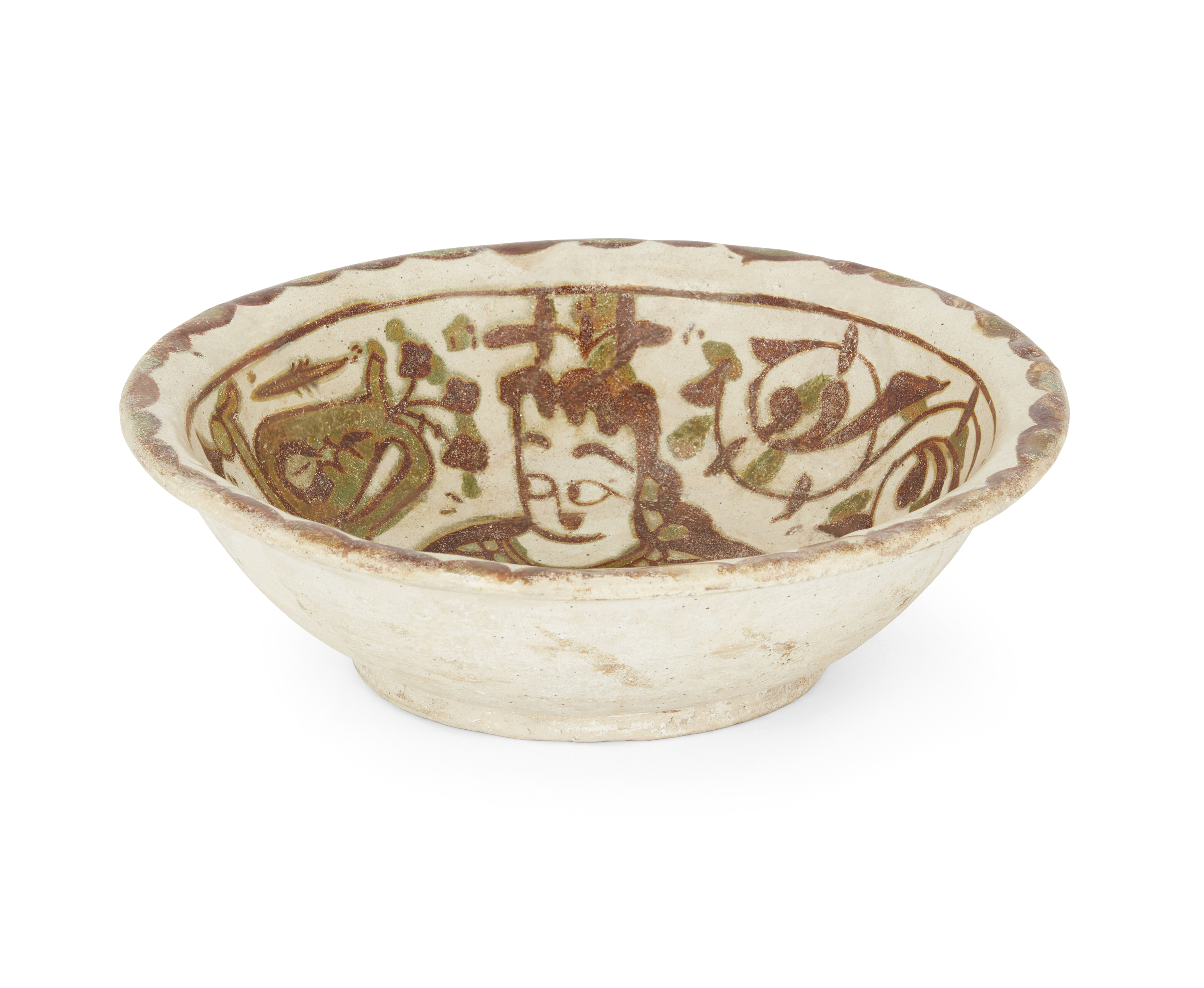 To Be Sold With No Reserve An Abbasid-style figural ceramic bowl, A central seated figure, flan... - Image 2 of 3