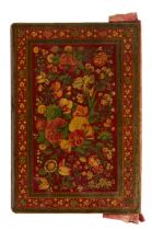 Property from and Important Private Collection A large lacquered papier mache binding Qajar Ira...