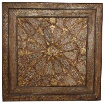 An Ottoman wooden painted panel, probably from a ceiling, Turkey or provinces, 19th century, co...