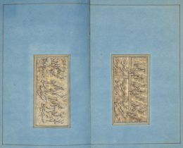 A calligraphic album (muraqqa), Iran, circa 1880, Persian manuscript on blue paper, 22ff., each...