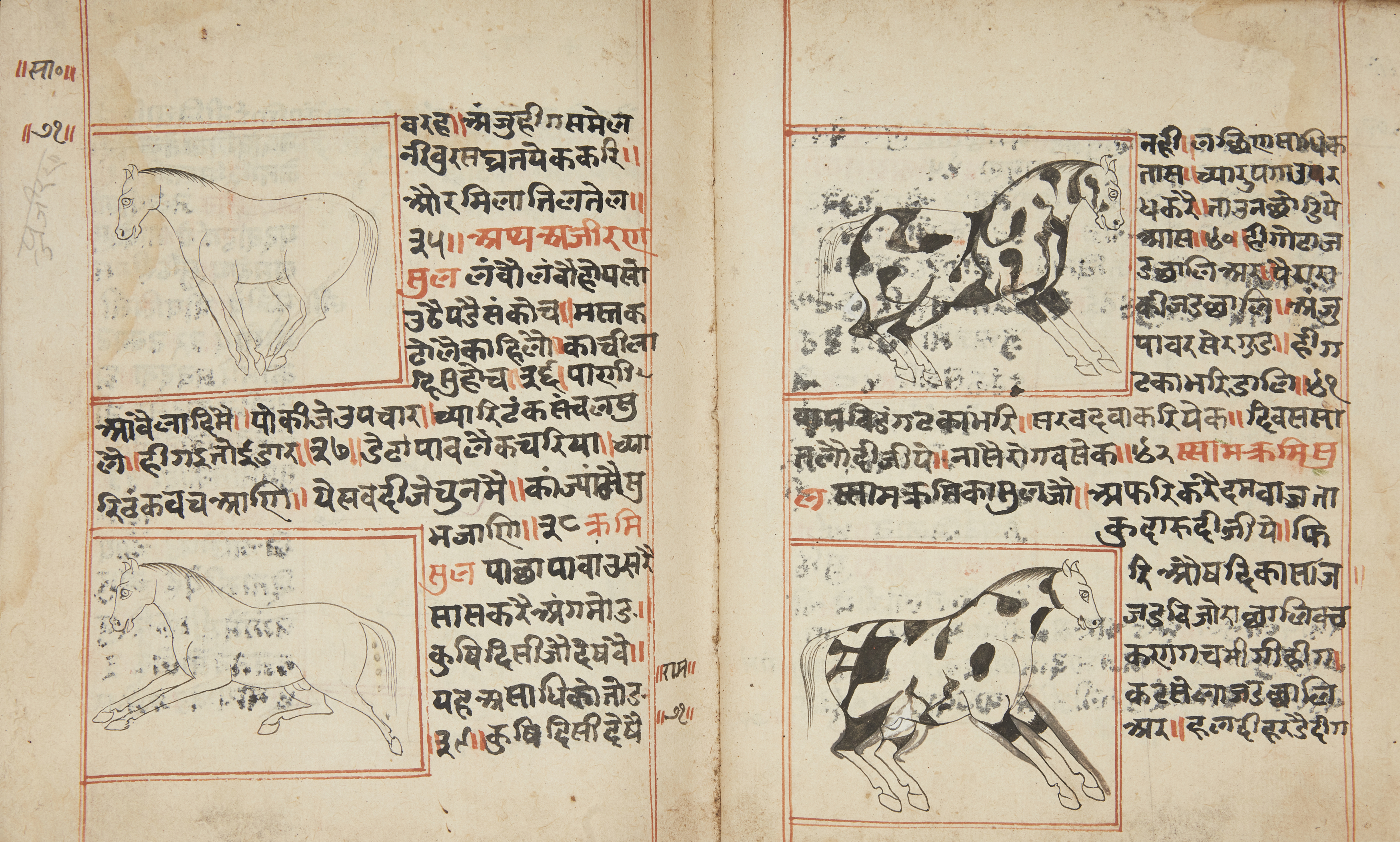 A treatise on horses Rajasthan, India, circa 1847 189ff., 2fl. 487 ill., black devanagari script... - Image 2 of 2