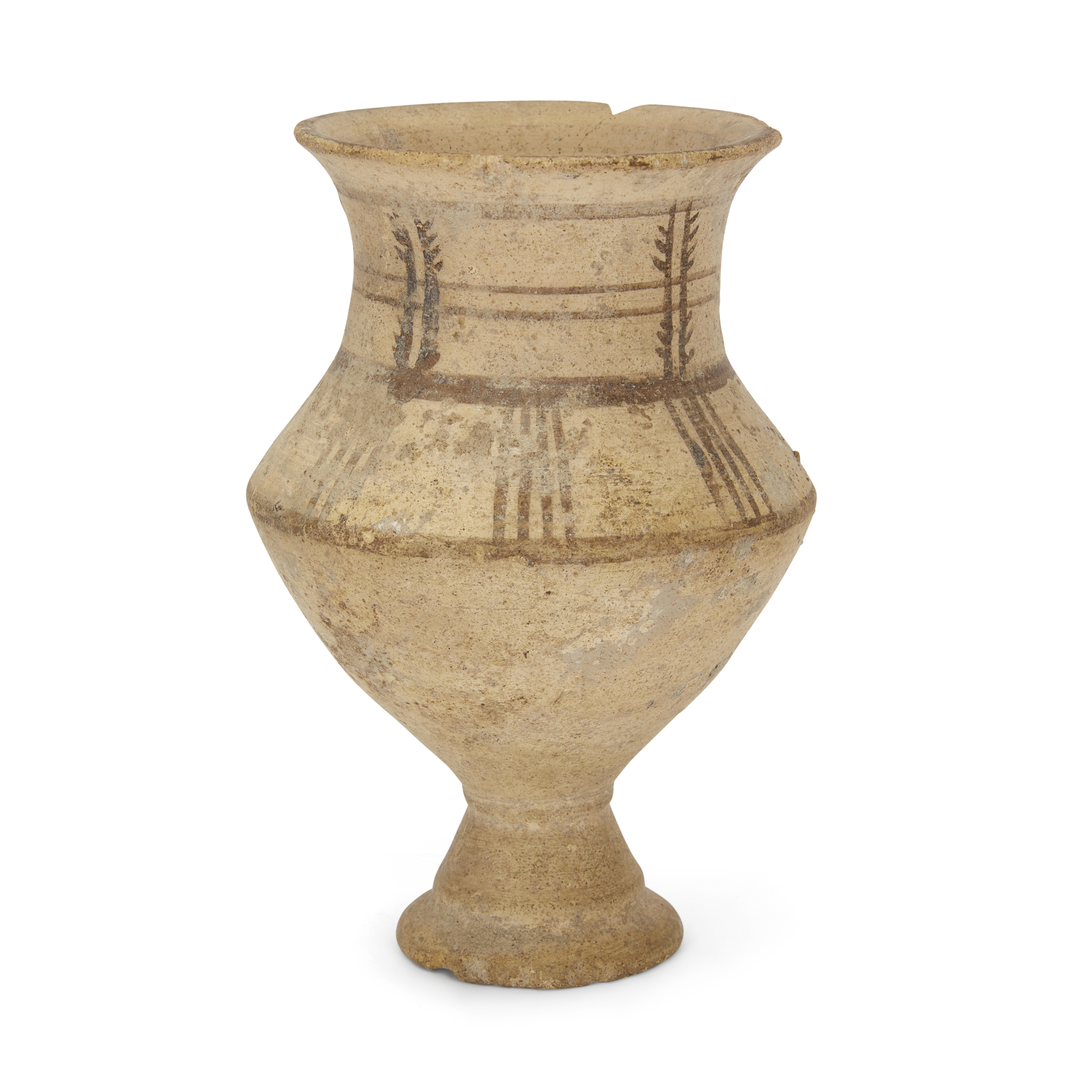 A Luristan waisted footed vase  Circa late 2nd – early 1st Millennium B.C., in pale buff potter...
