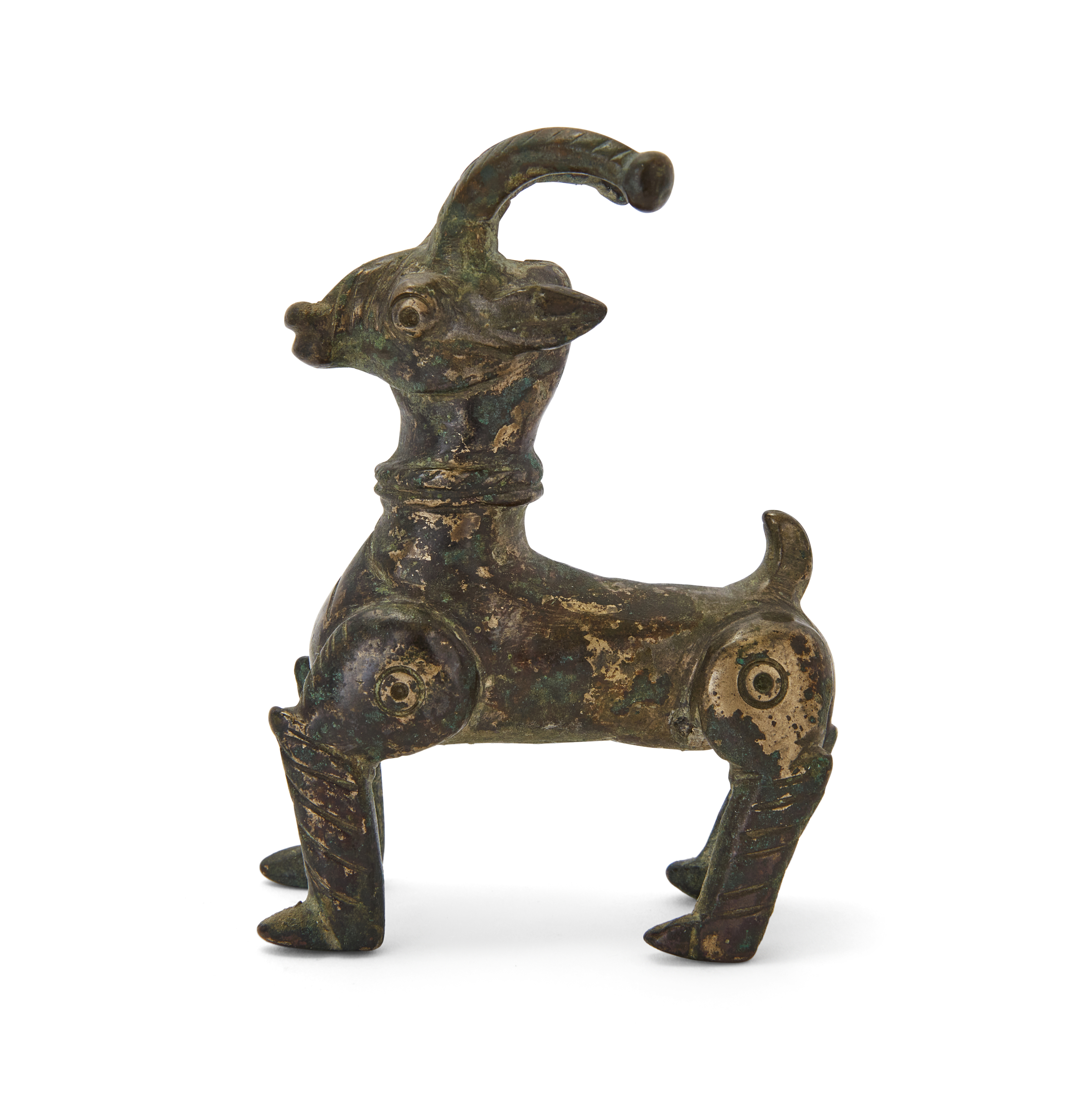 A small copper alloy figure of a deer, Khorasan, northeast Iran, 12th century, Its antlers and ... - Image 2 of 2