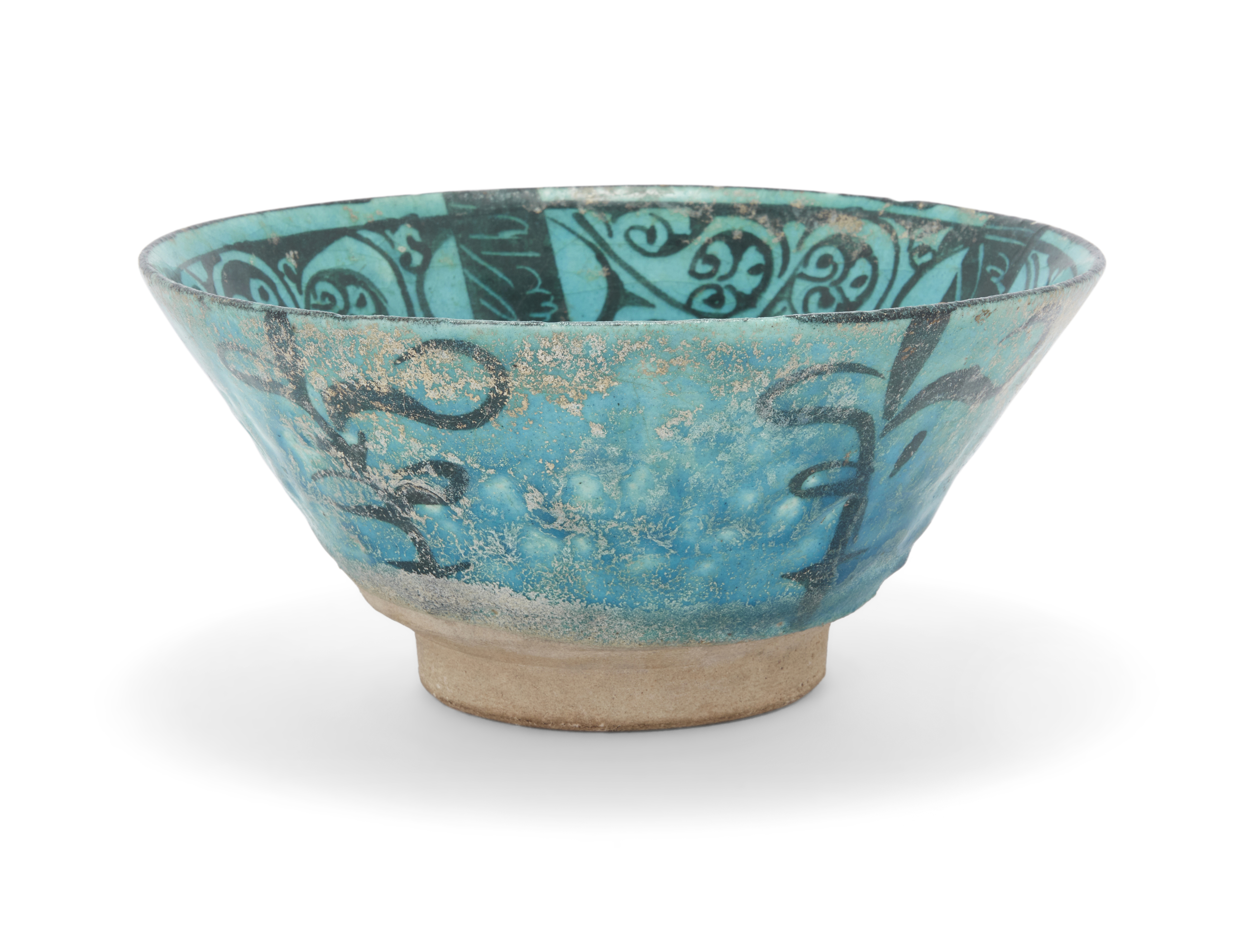A turquoise blue glazed and black conical bowl Kashan, central Iran, 12th-13th century The blac... - Image 2 of 3