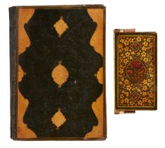 Property from an Important Private Collection Two lacquered papier-mache bindings, Qajar Iran, ...
