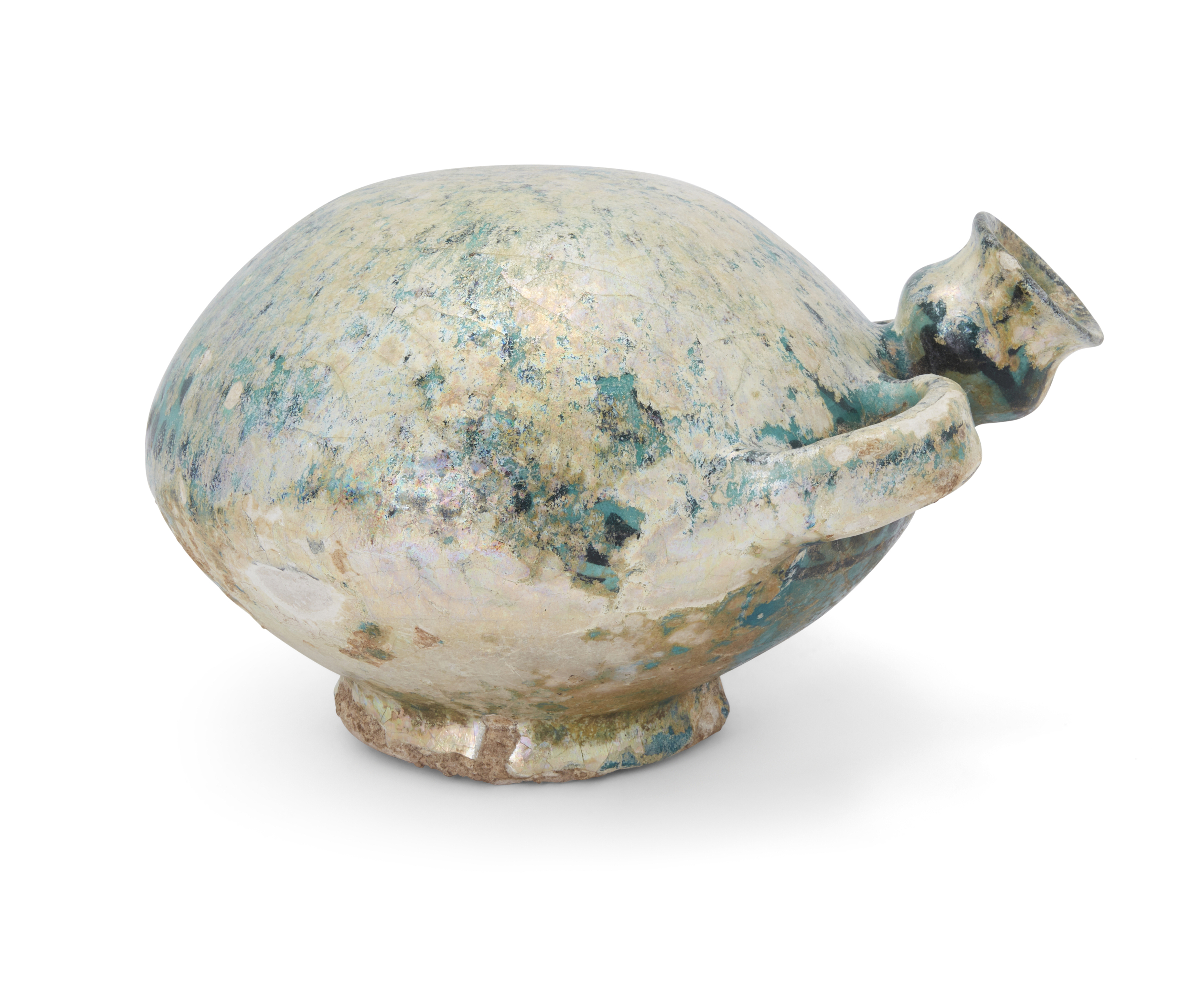 To Be Sold With No Reserve A turquoise-blue and black glazed flask, Kashan, central Iran, 12-13... - Image 2 of 3