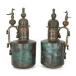 To Be Sold with No Reserve Two very large and impressive composite Islamic copper alloy ewers, ...