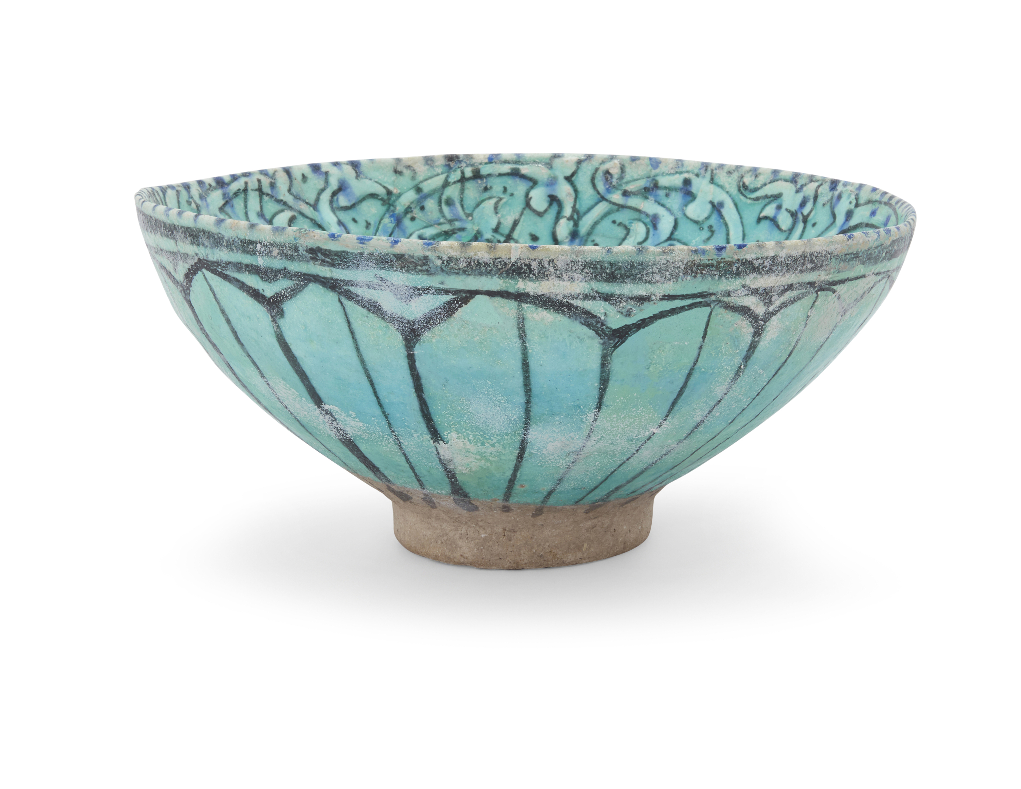 To Be Sold With No Reserve A Sultanabad ware turquoise, cobalt blue and black pottery bowl, Ira... - Image 2 of 3