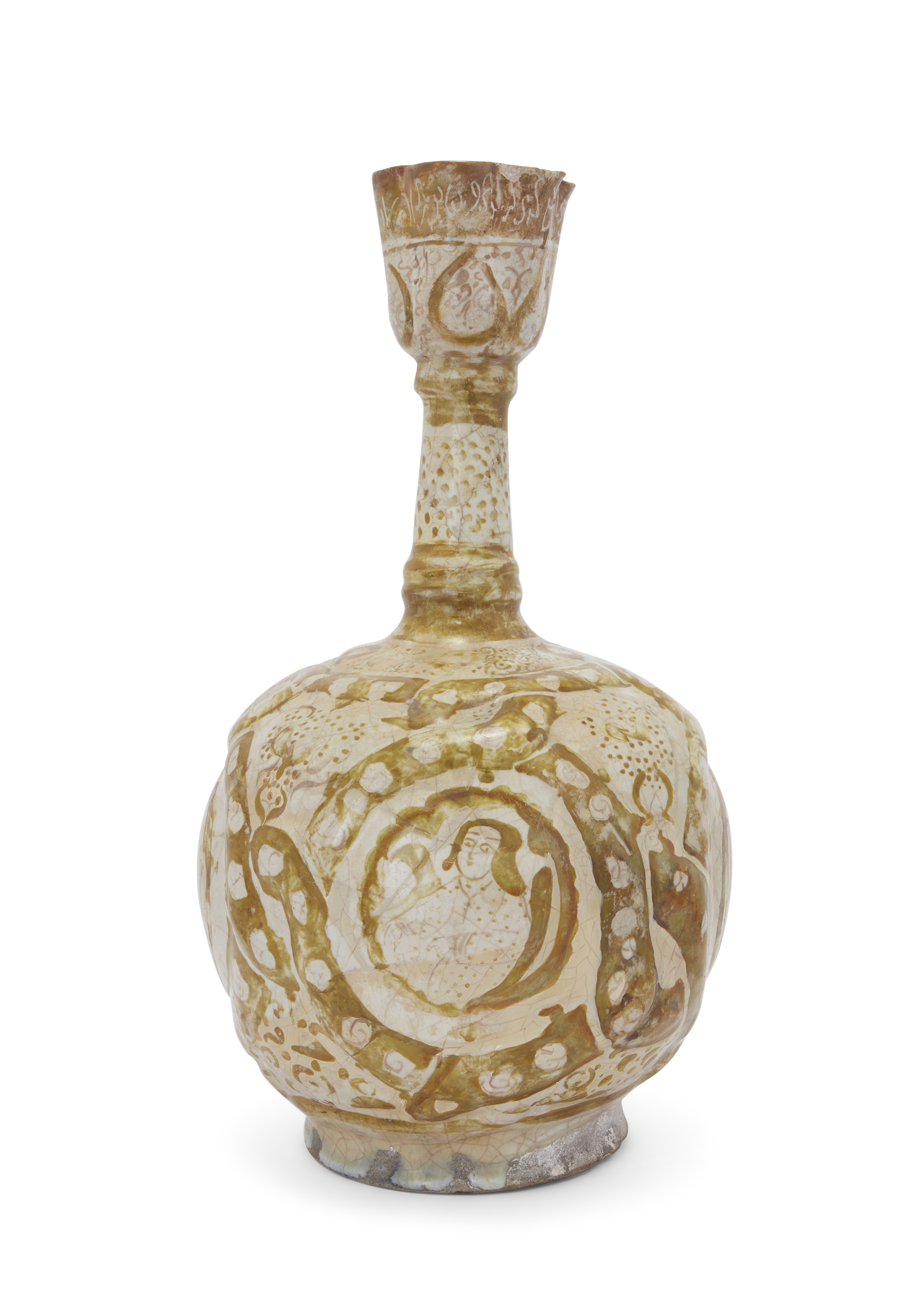 To Be Sold With No Reserve A large composite Kashan lustre painted moulded bottle Iran, 12th ce... - Image 2 of 3