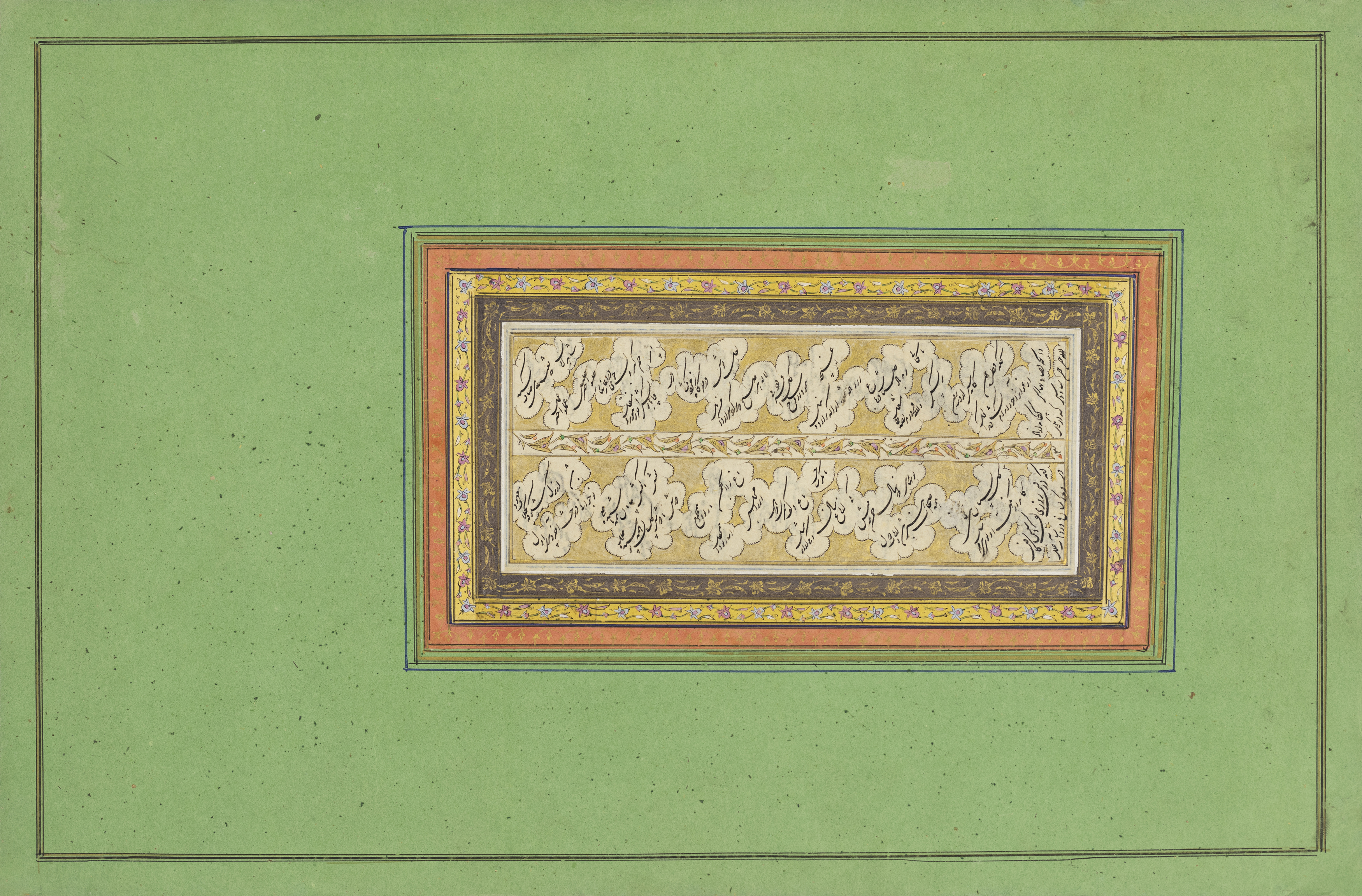 A group of nine calligraphic panels from an album, Zand or Qajar Iran, 18th century Mounted on ... - Image 7 of 9