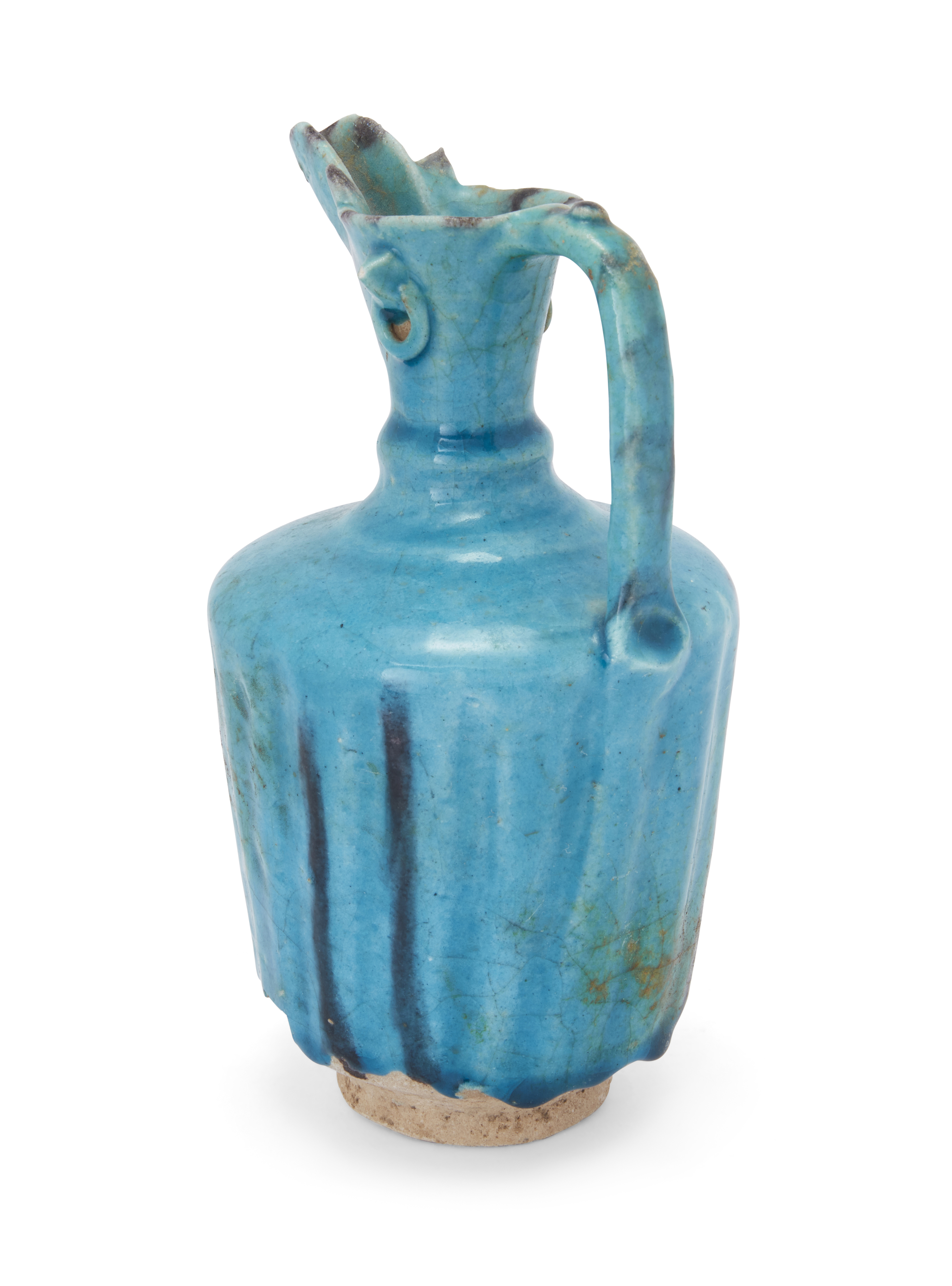 To Be Sold With No Reserve A turquoise blue glazed ewer Central Iran, 12th century On short st... - Image 2 of 3