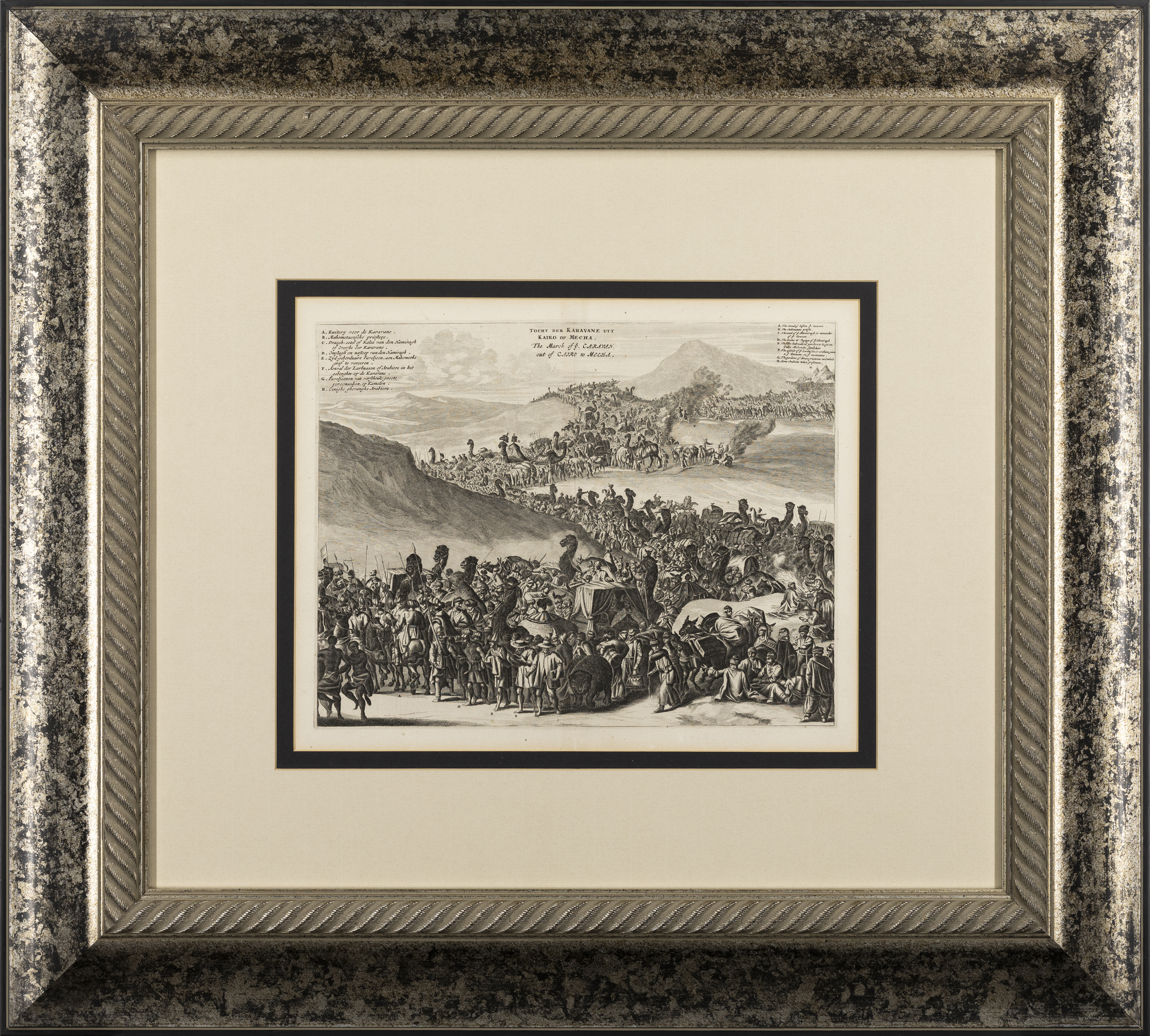 John Ogilby (1600-1676), The March of ye Caravan out of Cairo to Mecha, double-page engraving, 1... - Image 2 of 2