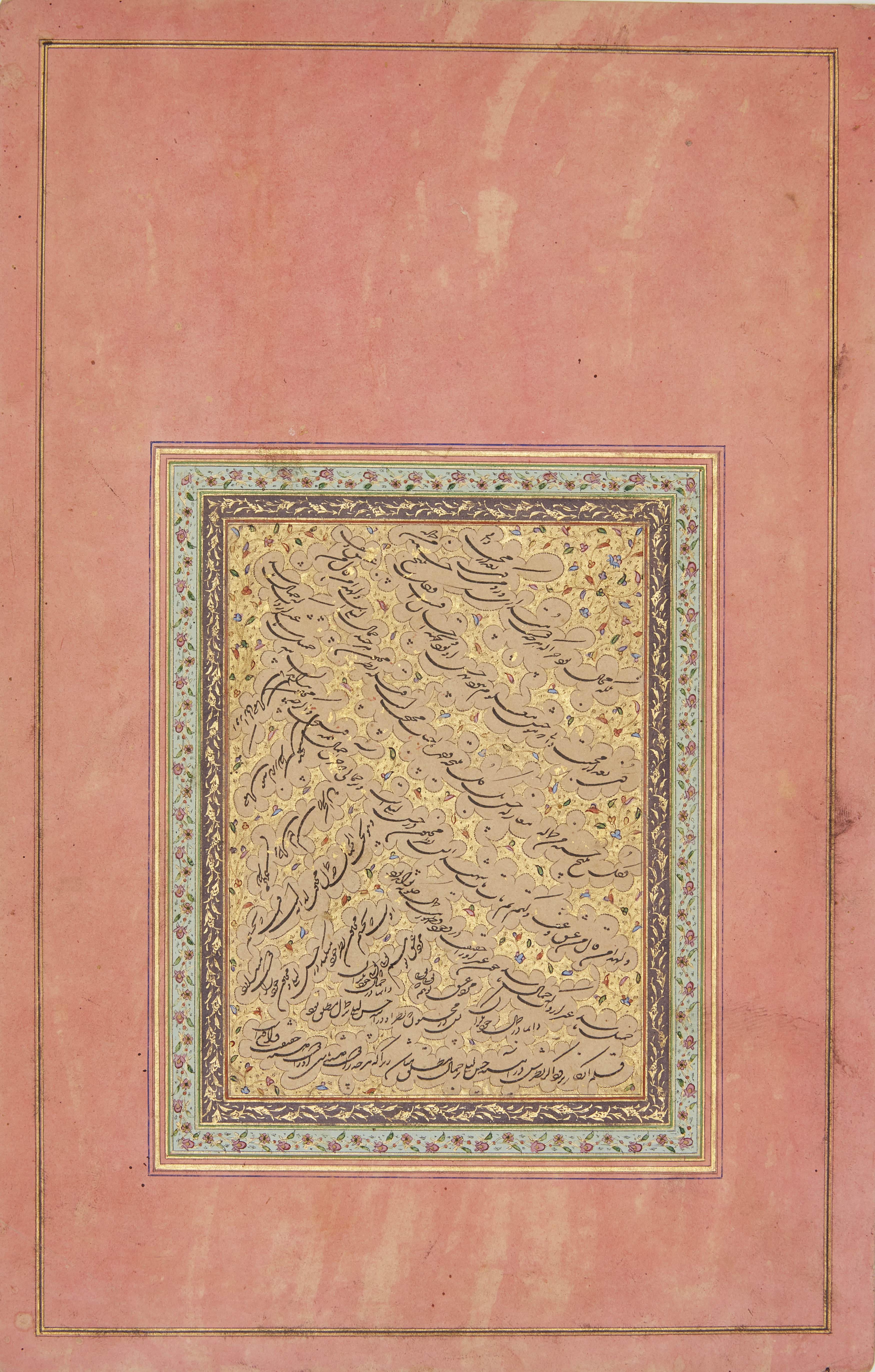 A group of nine calligraphic panels from an album, Zand or Qajar Iran, 18th century Mounted on ... - Image 2 of 9