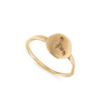 A gold ring, Possibly Byzantine with circular bezel engraved with a recumbent unidentified crea...