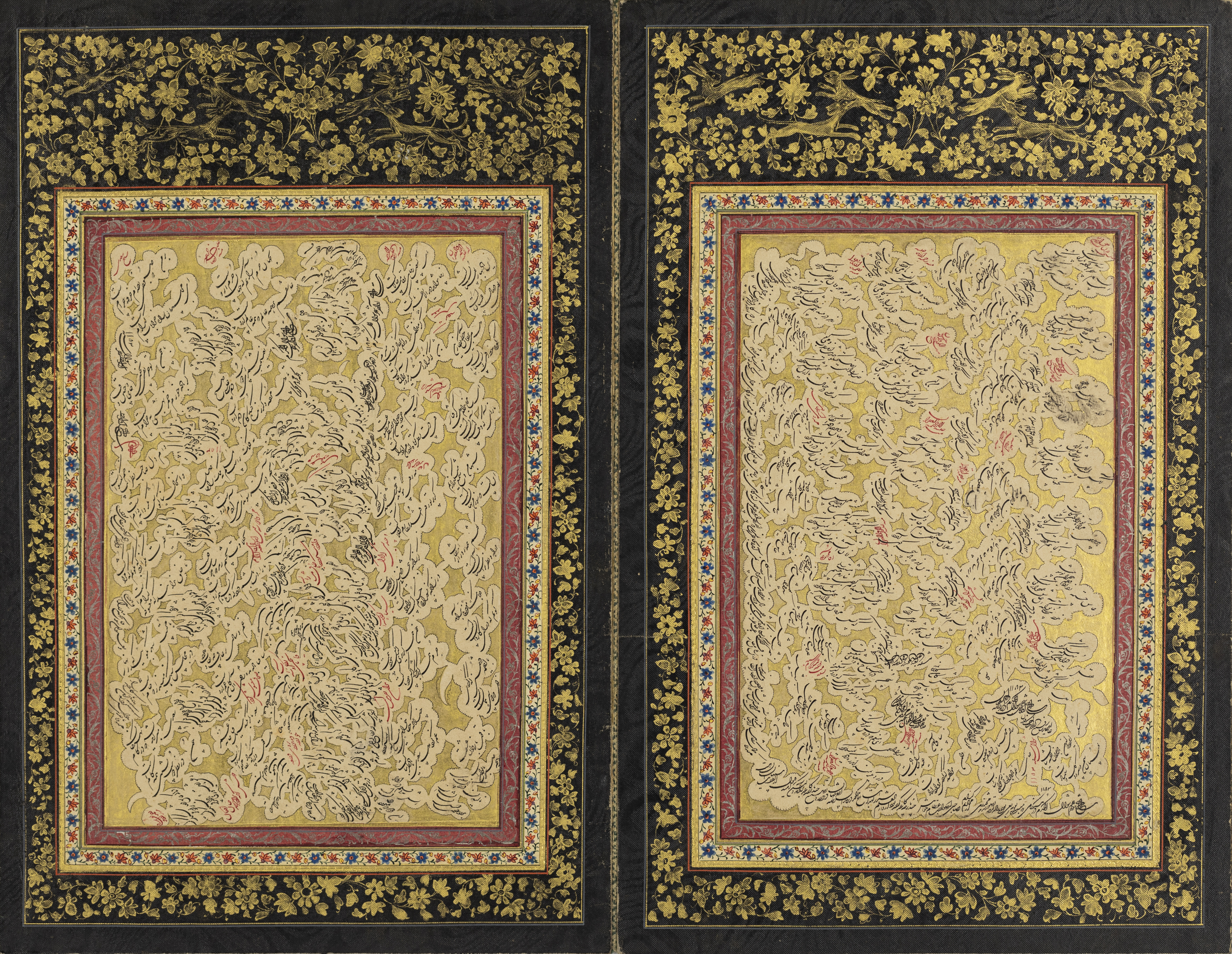 A Zand calligraphic bifolio, Both panels signed and dated 1184AH/1770AD, each in black shikaste... - Image 2 of 2