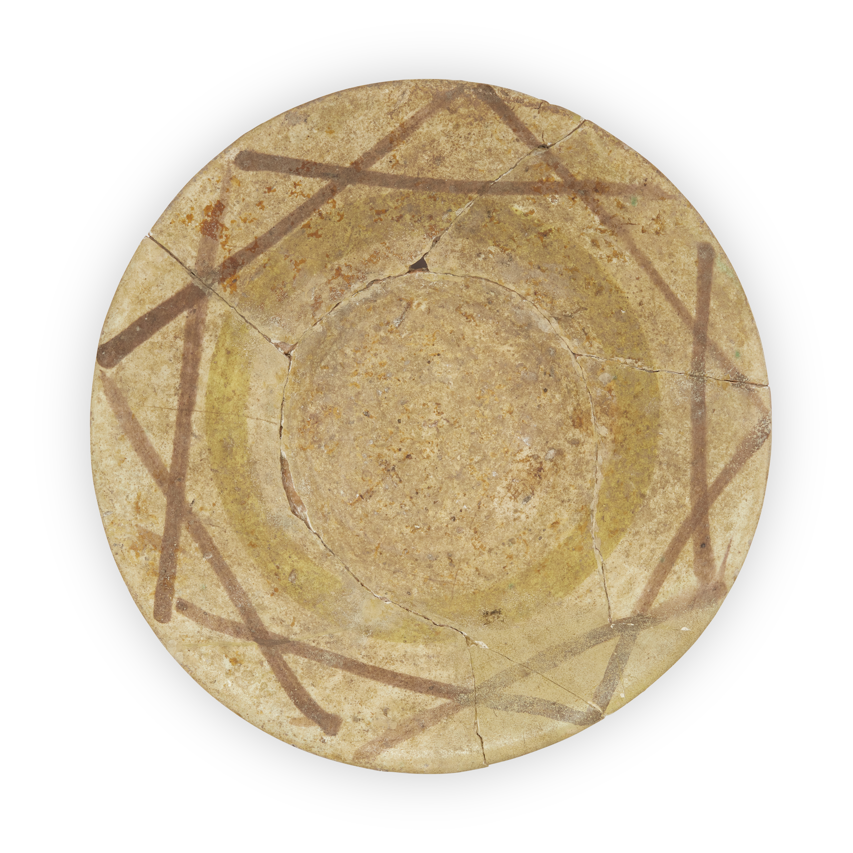 To Be Sold With No Reserve A yellow and black slip zoomorphic pottery bowl, an ochre, brown and ... - Image 2 of 6