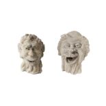 Two stucco masks of a faun, in the Hellentistic style, 19th century, Crudely carved, with long ...