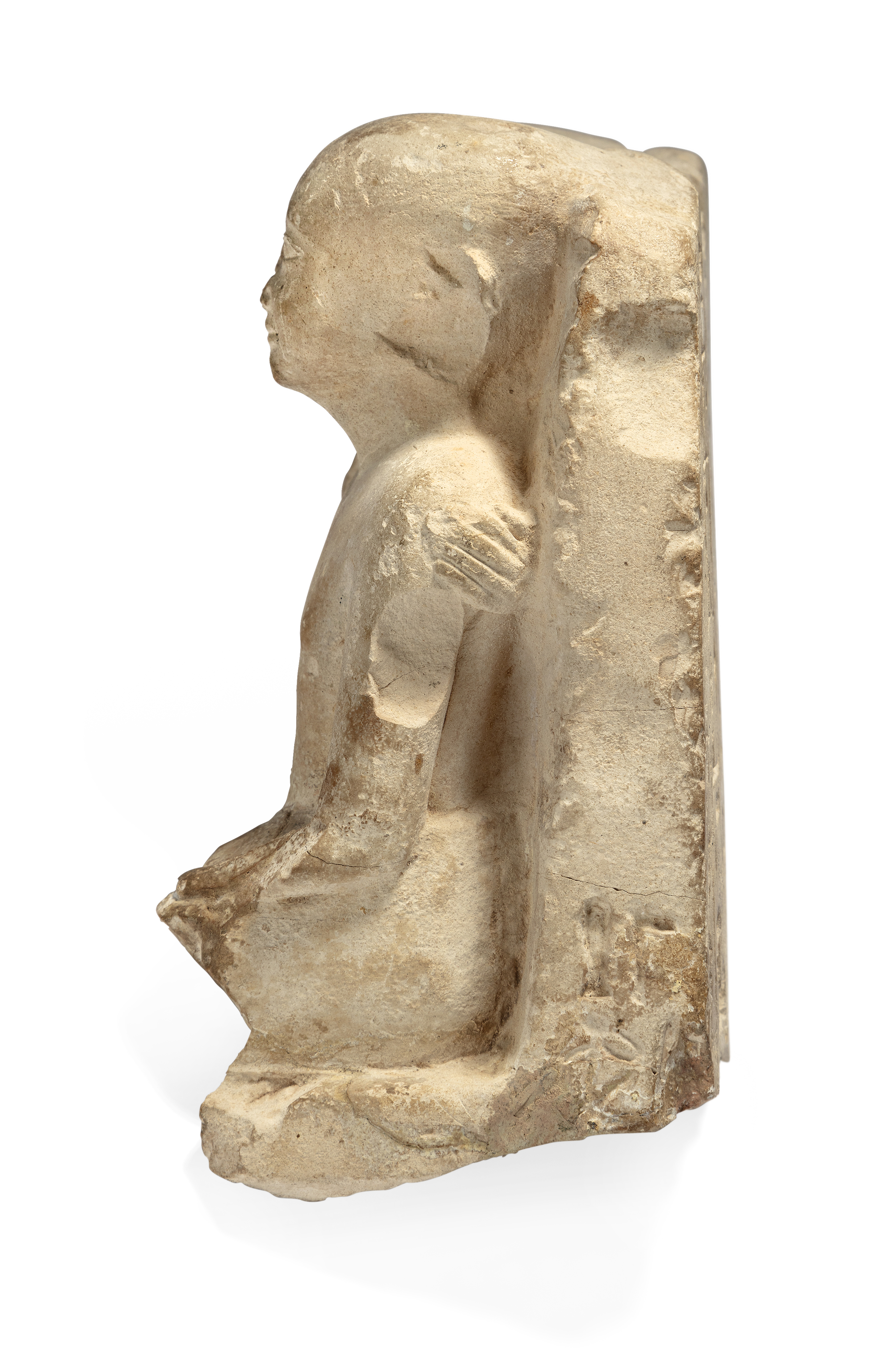 An Egyptian fragmentary limestone pair statue of a man and a woman, possibly New Kingdom, early ... - Image 3 of 4