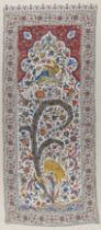 Two silk kalamkari panels, Isfahan, Iran, 19th century, Each with two cranes amidst dense swayi...