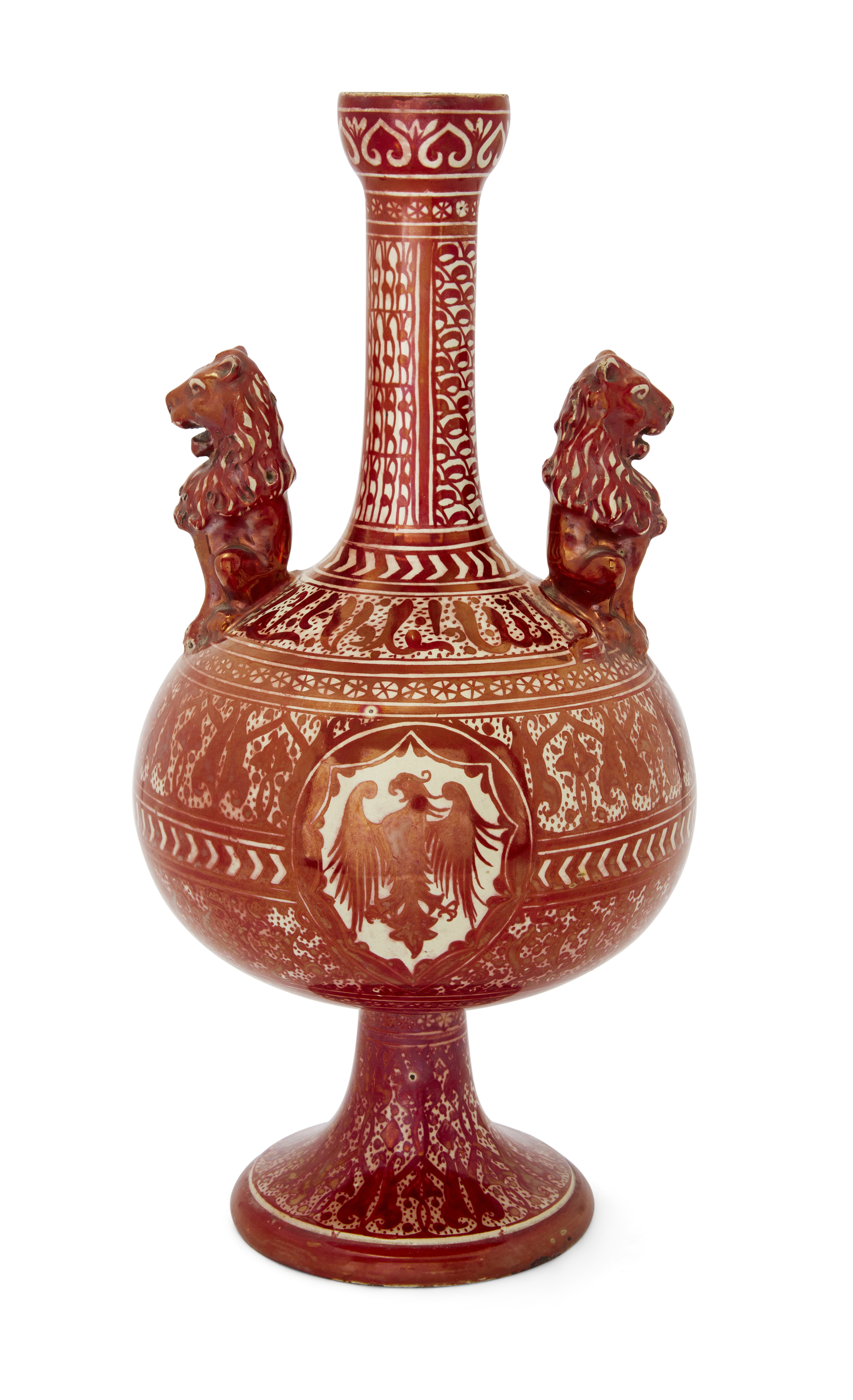 An Hispano-Moresque style lustre pottery vase, Ulisse Cantagalli, Italy, 19th century, Of pirif...