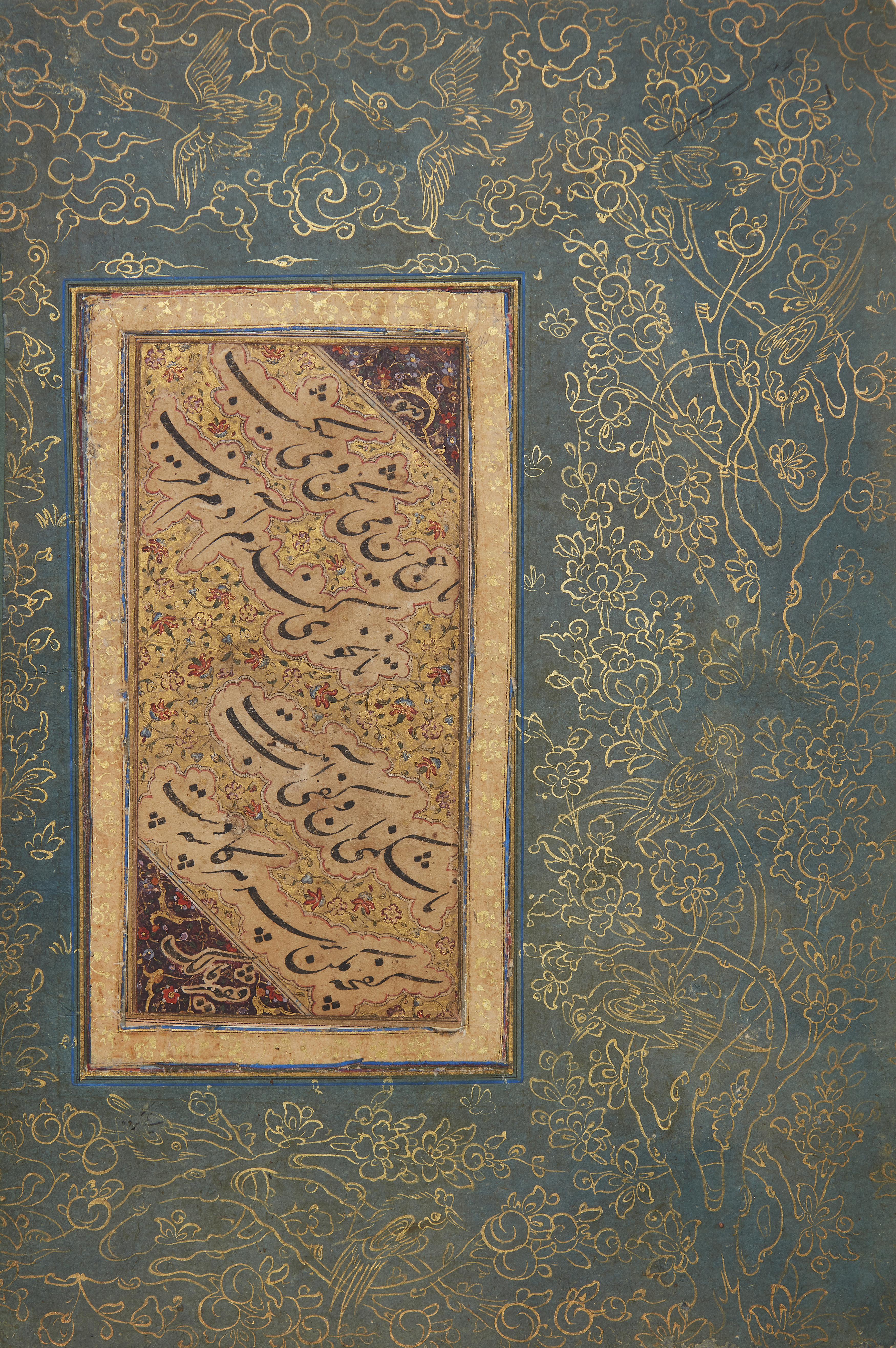 Property from An Important Private Collection Six calligraphic panels, Qajar Iran, 19th century...