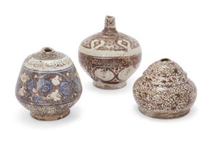 To Be Sold With No Reserve Three lustre-decorated pottery flask fragments, Kashan, Ilkhanid Ira...