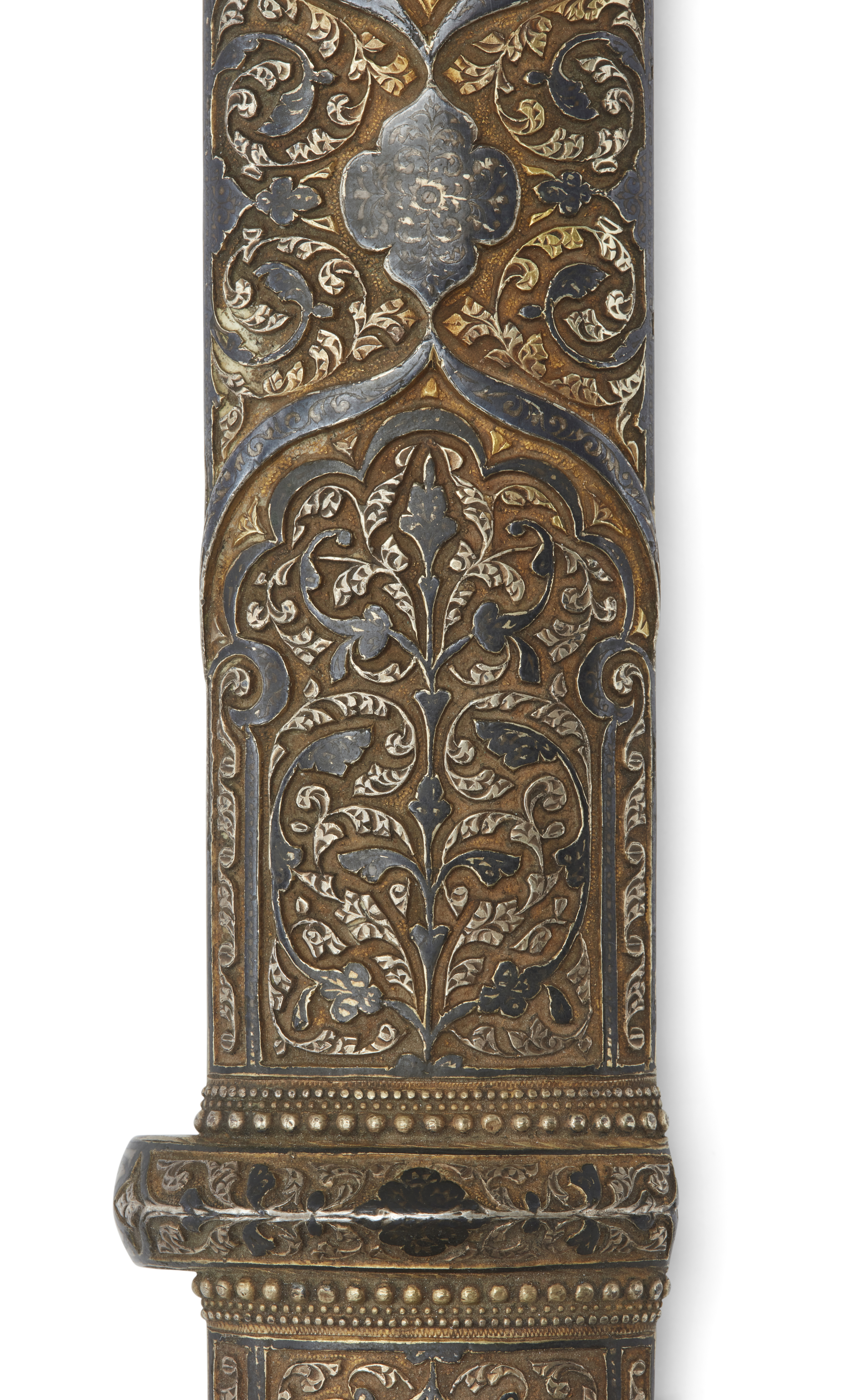 A gilt silver nielloed and gold damascened dagger (kinjal), Georgia or Daghestan, Dated 1324AH/1... - Image 3 of 4