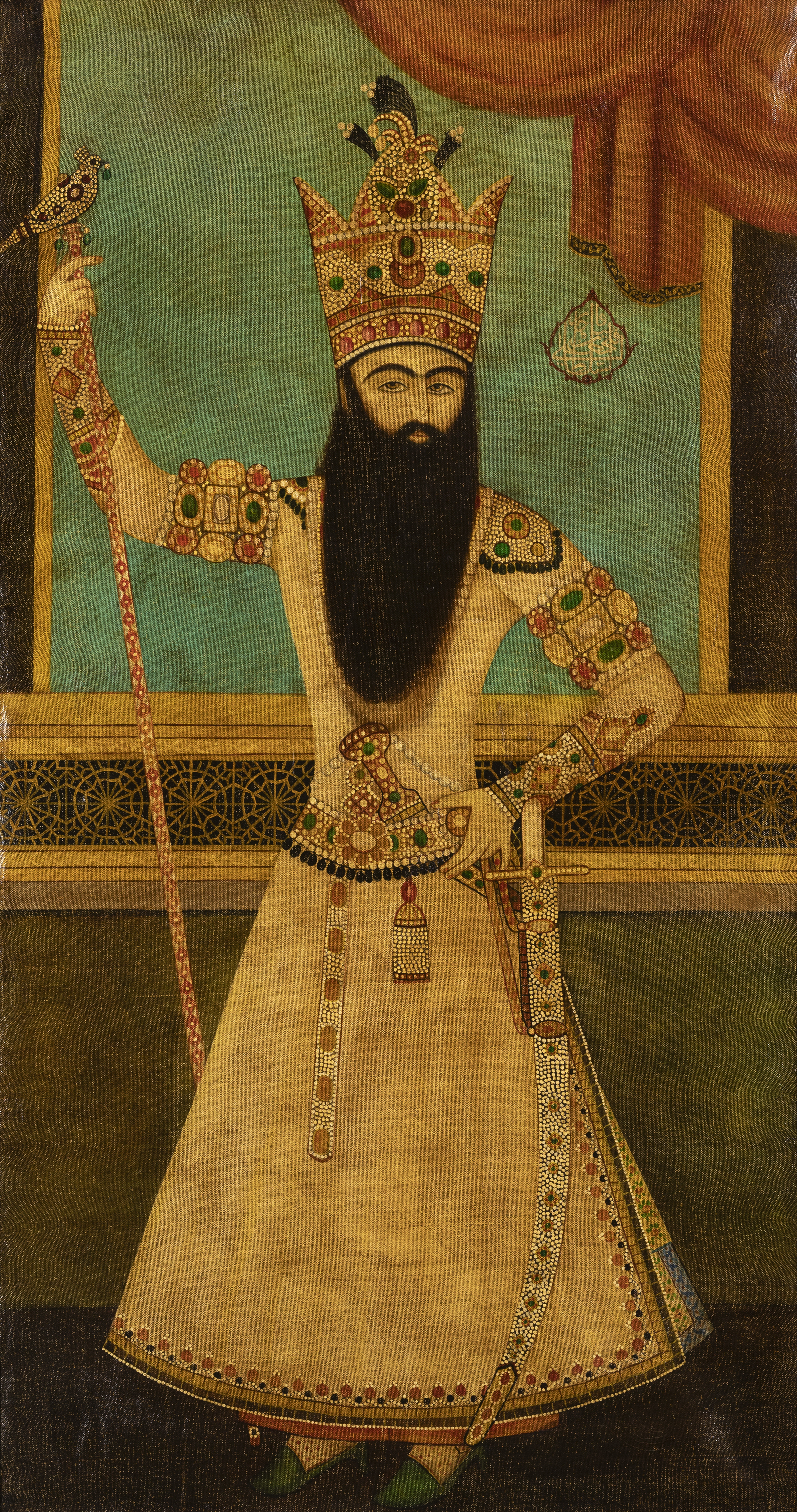 To Be Sold With No Reserve A standing portrait of Fath 'Ali Shah, 20th century print on canvas...