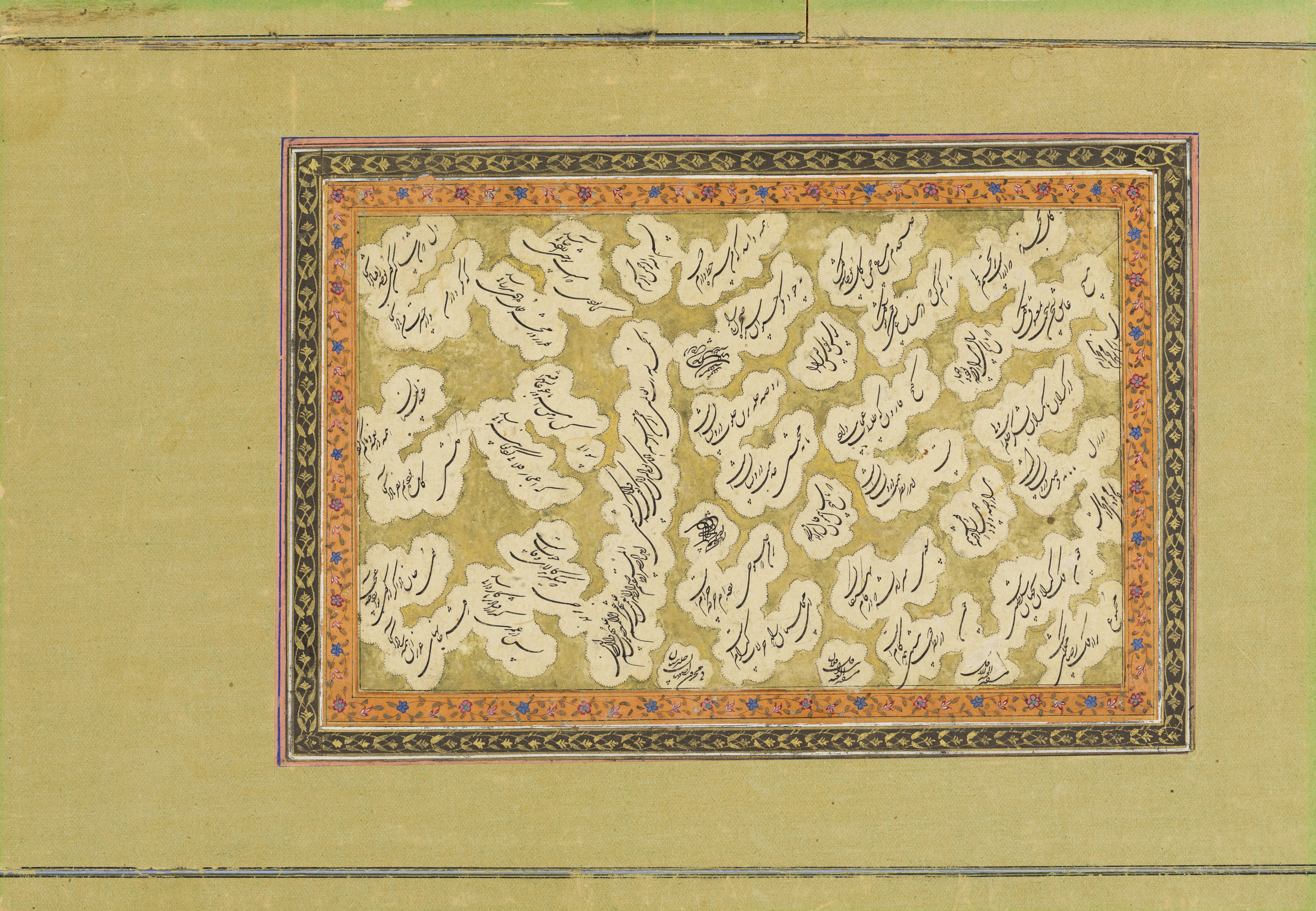 A group of nine calligraphic panels from an album, Zand or Qajar Iran, 18th century Mounted on ... - Image 3 of 9