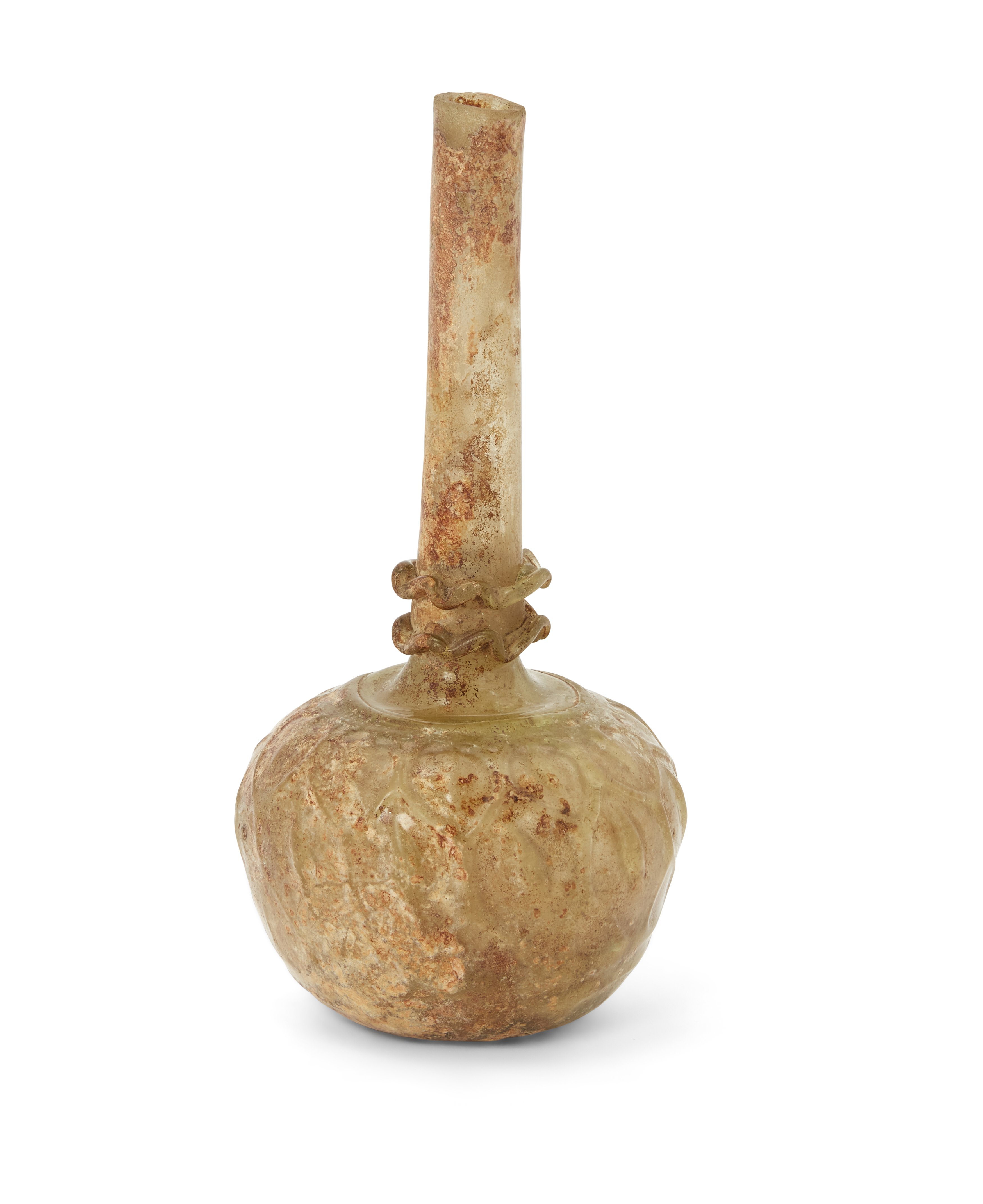 To Be Sold With No Reserve A greenish glass globular bottle Iran, 12-13th century, On plain ba... - Image 2 of 3