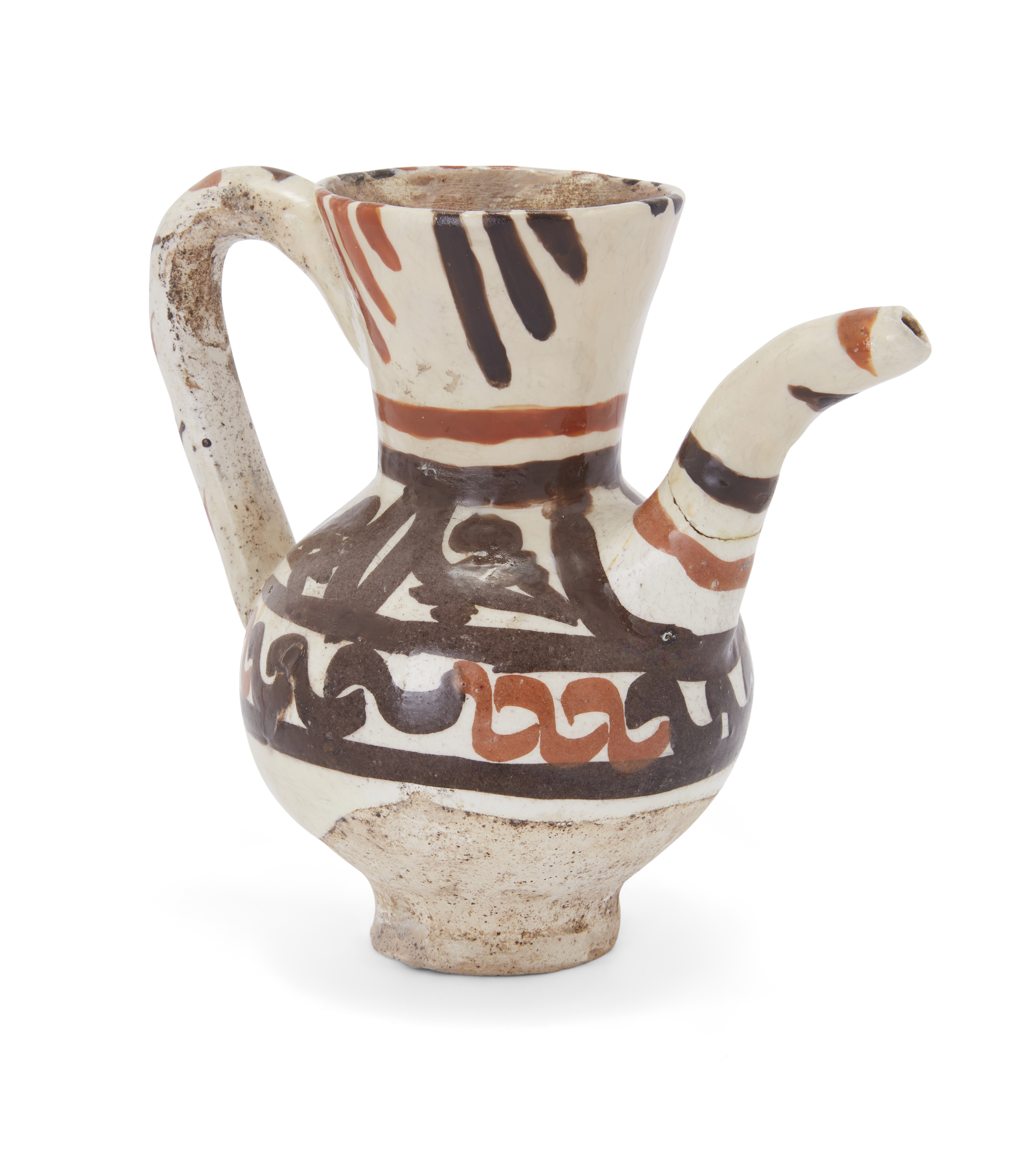To Be Sold With No Reserve A small Nishapur-style pottery pottery ewer 20th century Decorated ...